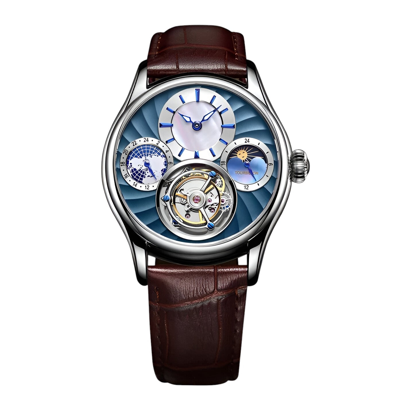 Orologio Automatico Scheletrato Uomo Lusso Tourbillon, Acciaio Inox Argento - - accessoires horloges meccanico orologio orologio meccanico tourbillon watches - Concept Palermo