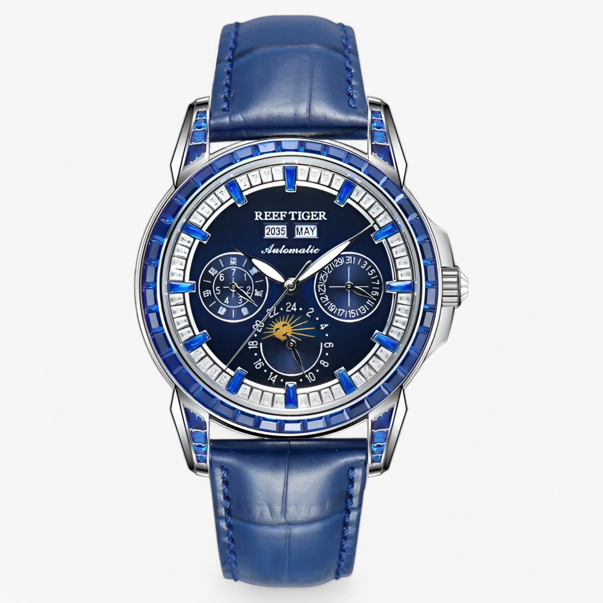 Orologio Meccanico da Uomo Multi-Quadrante, Automatico, in Acciaio Inox - blu 1 - meccanico mens watch multi orologio orologio meccanico quadrante uomo watch for men watches - Concept Palermo