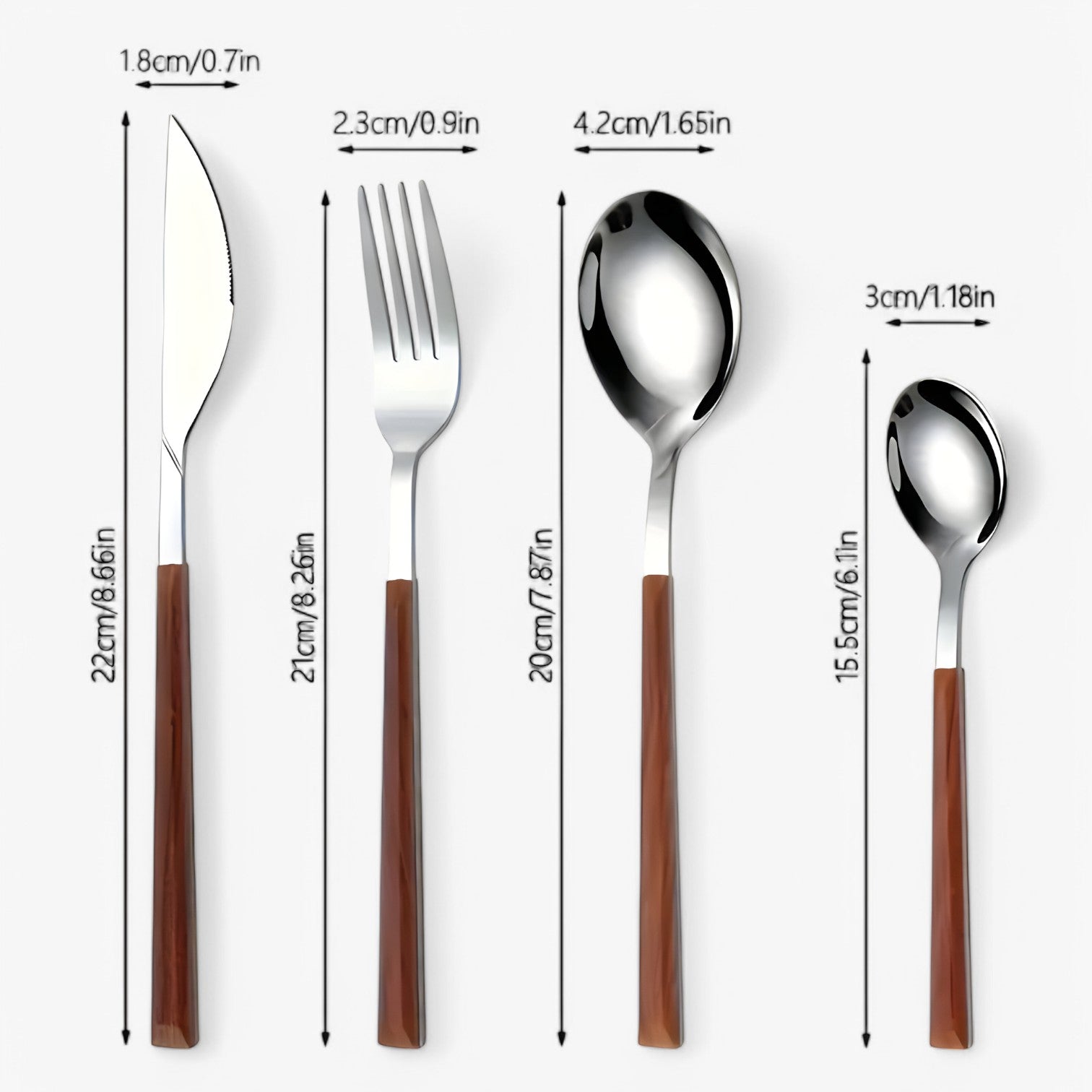 Set di Posate da 12 Pezzi – Manici in Legno, Lavabile in Lavastoviglie Acciaio - - acciaio Kitchen kitchen & dining kitchen accessory kitchen tools lavabile lavastoviglie legno manici pezzi posate - Concept Palermo