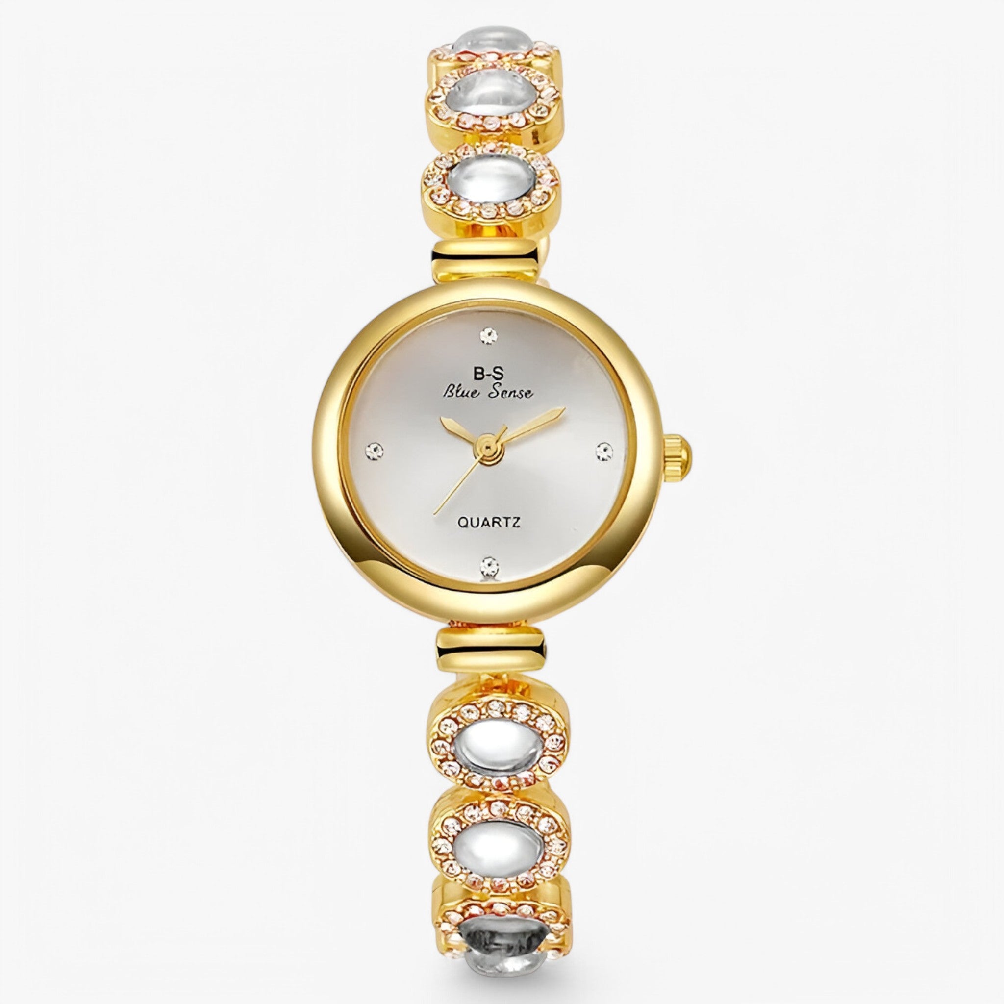Orologio da donna con pietre verdi e design ispirato ai brand di lusso - Bianca - brand design donna female watch ispirato orologio orologio donna pietre verdi watch for women - Concept Palermo