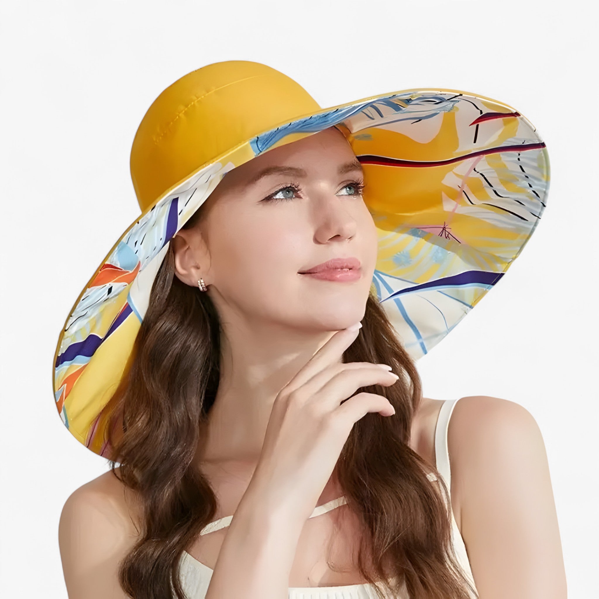 Cappello Estivo con Ampia Tesa Reversibile Uomo - Giallo - ampia cappello cappello estivo estivo jillian | cappello estivo con ampia tesa reversibile - €25 reversibile tesa uomo - Concept Palermo