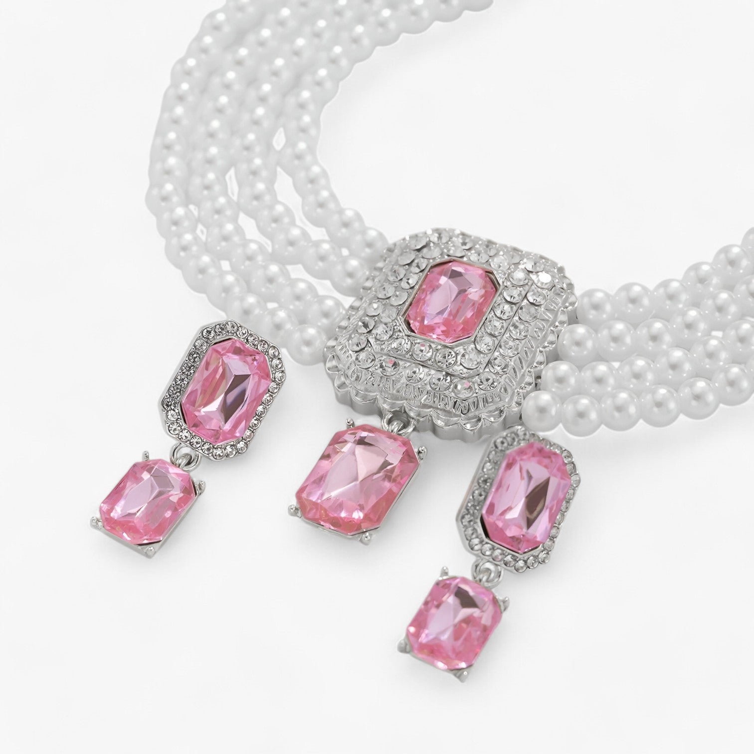 Eleganza Retro Lattaceo: Set di gioielli a più strati con perle per donne Lana Donna - Colore argento rosa - Accessories Jewelry donna donne eleganza eleganza retro Gift Gifts for women gioielli jewelry lana lattaceo women - Concept Palermo