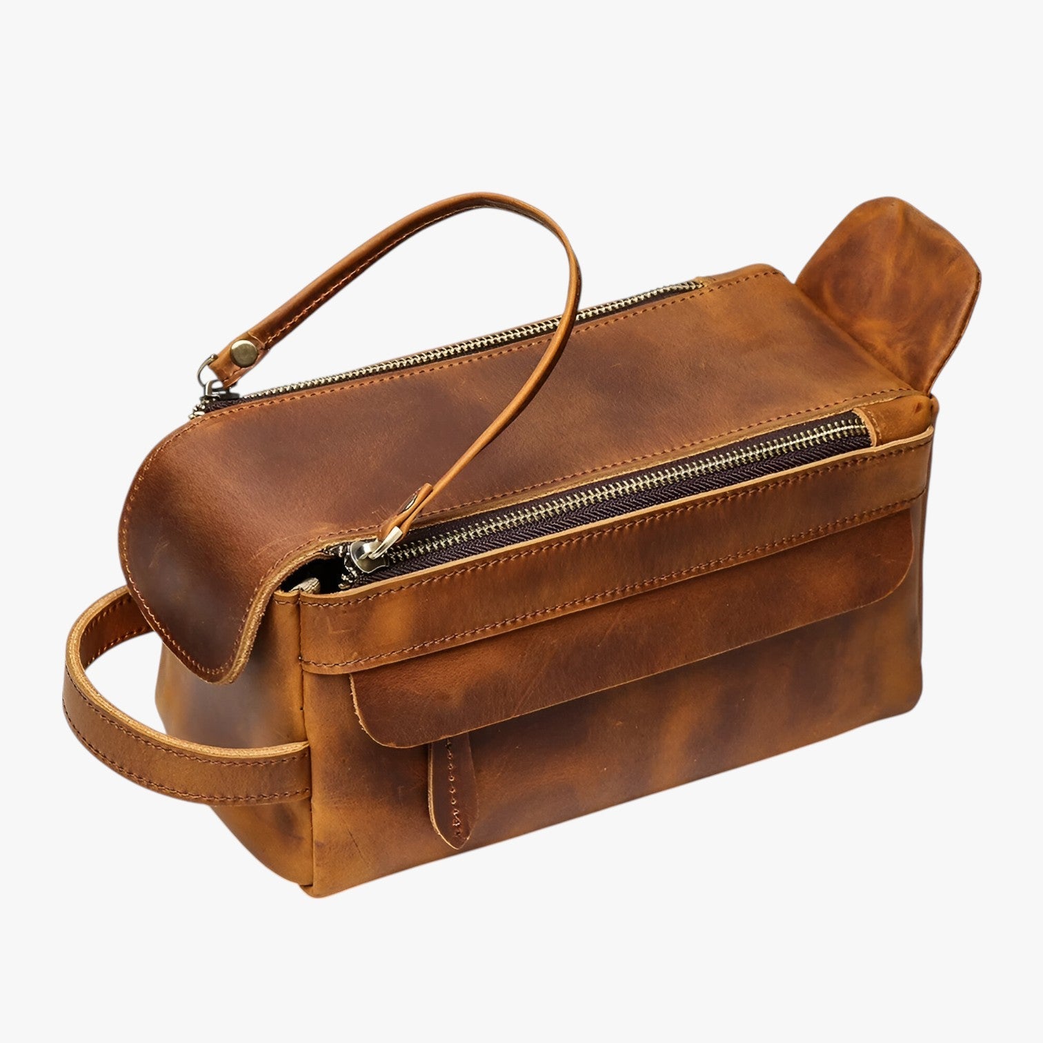 Ampia e Duratura Pochette da Toilette in Pelle per Uomini - Marrone - ampia ampia duratura Bags duratura handbags pelle pochette toilette uomini - Concept Palermo