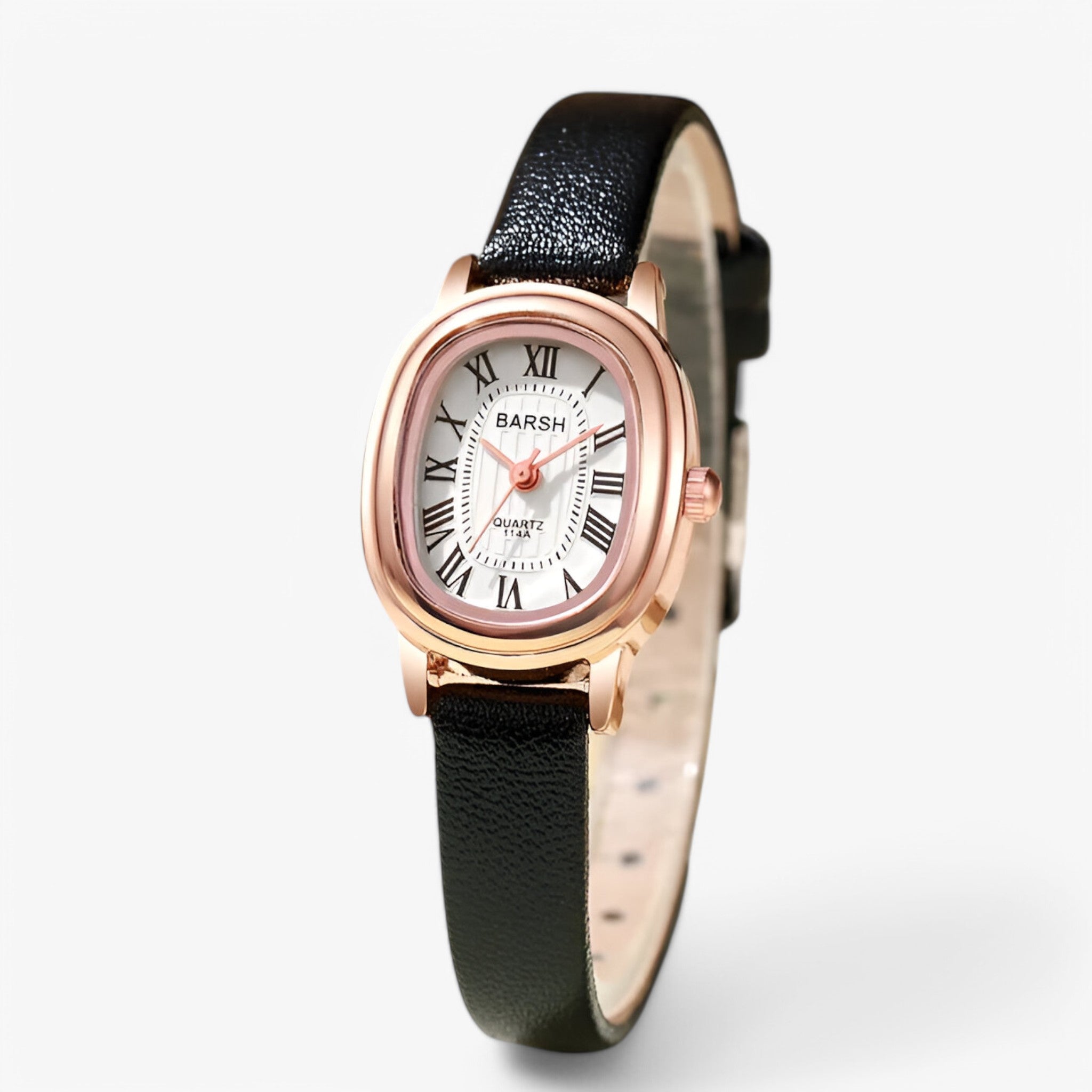 Orologio Donna Elegante con Quadrante Ovale, Cinturino in Vera Pelle Nero - Nera - donna female watch orologio orologio donna ovale quadrante quarzo watch for women watches - Concept Palermo