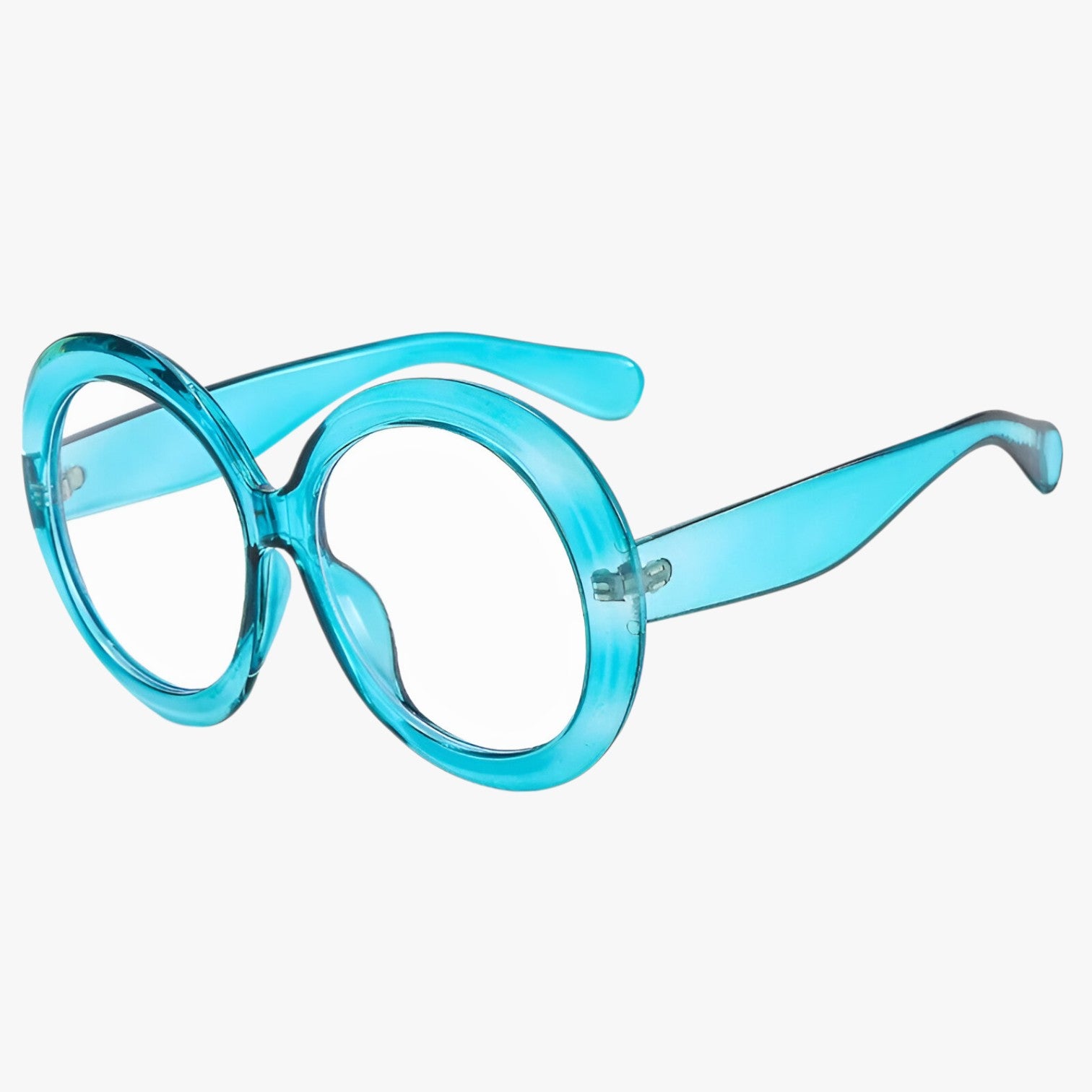 Occhiali da Sole Rotondi Oversize Lusso Donna - Protezione UV400 - C7 Blu Trasparente Come nella foto - Fashion Sunglasses occhiali occhiali sole oversize rotondi Round Sun Glasses sole sun glasses sunglasses - Concept Palermo