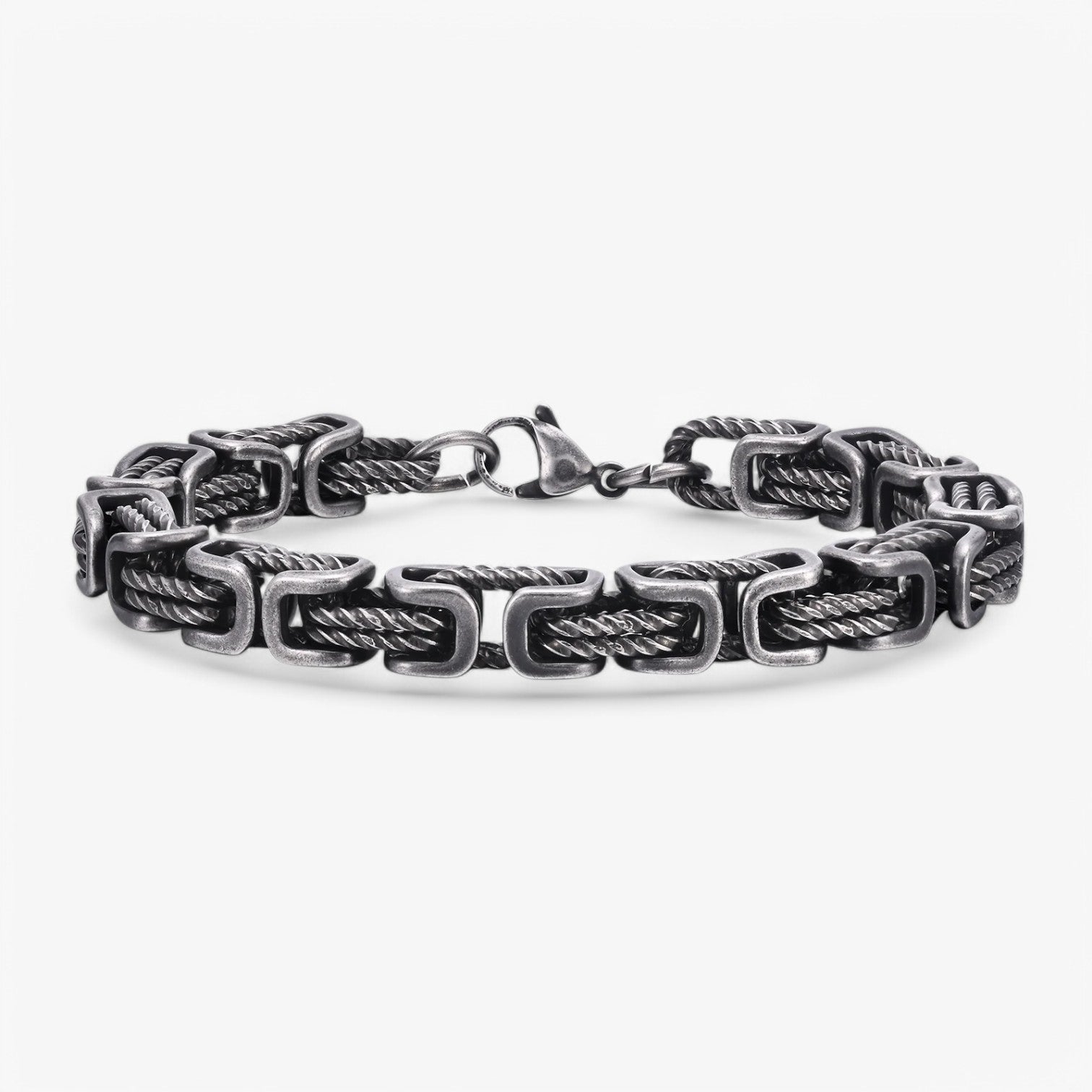 Robusto e Senza Tempo – Bracciale Maschile Chunky Bizantino Uomo - Grigio - bizantino bracciale BRACELETS chunky jewelry maschile mens bracelet robusto robusto tempo tempo - Concept Palermo