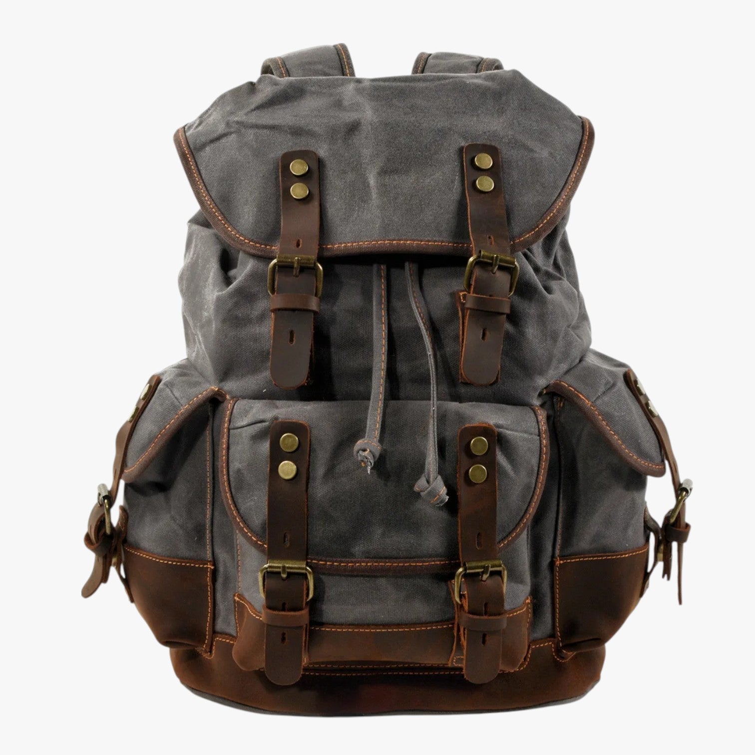 Zaino Escursionismo Tela e Pelle a Grande Capacità Uomo - Grigio - bag Bags bags for men capacità escursionismo mens bag pelle tela uomo zaino zaino escursionismo - Concept Palermo