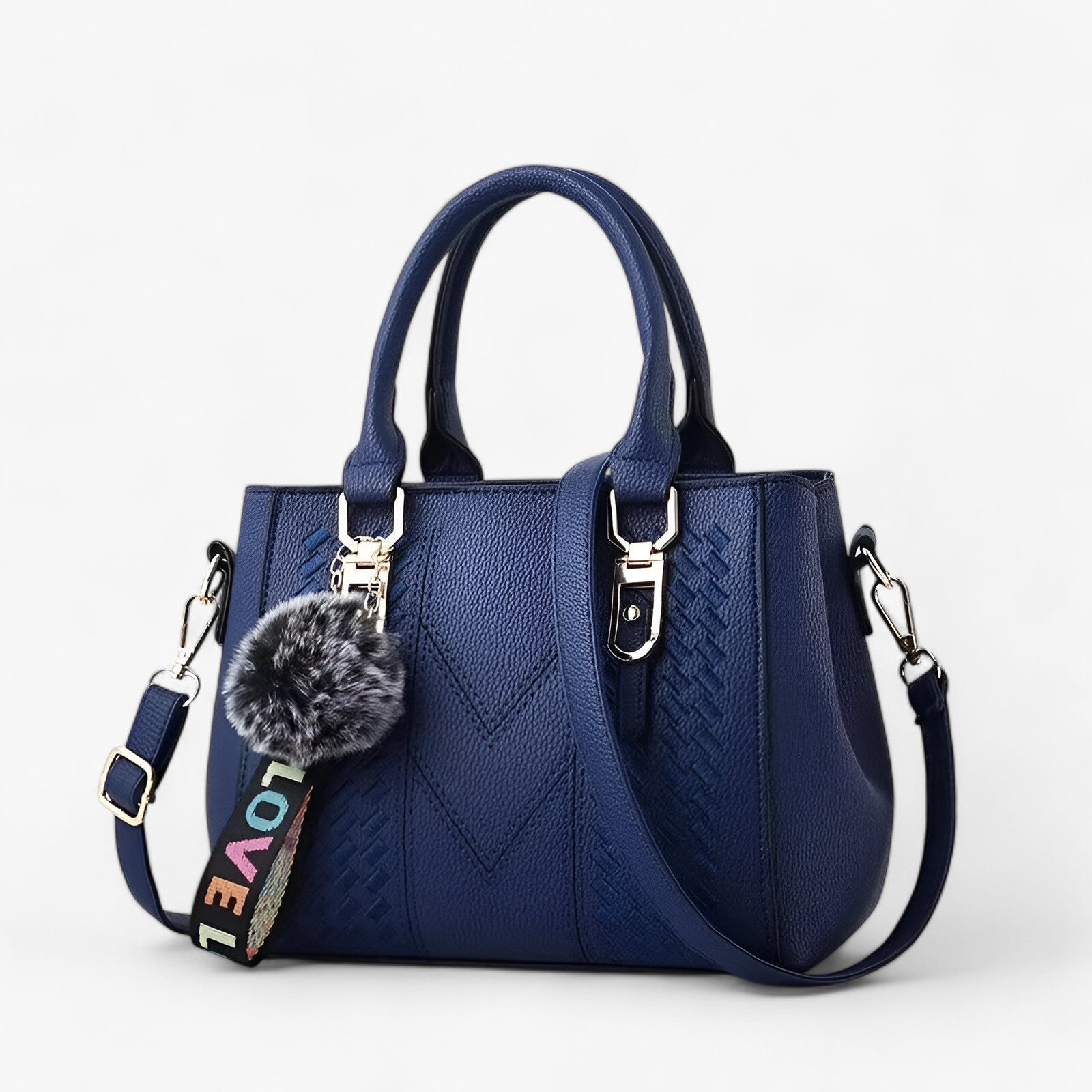 Borsa Messenger Donna Nera in Vera Pelle con Tracolla Regolabile e Pompon - - bag bags borsa borsa messenger casual bag donna Gift Gifts for women Handbag messenger pelle pompon women bags womens fashion - Concept Palermo