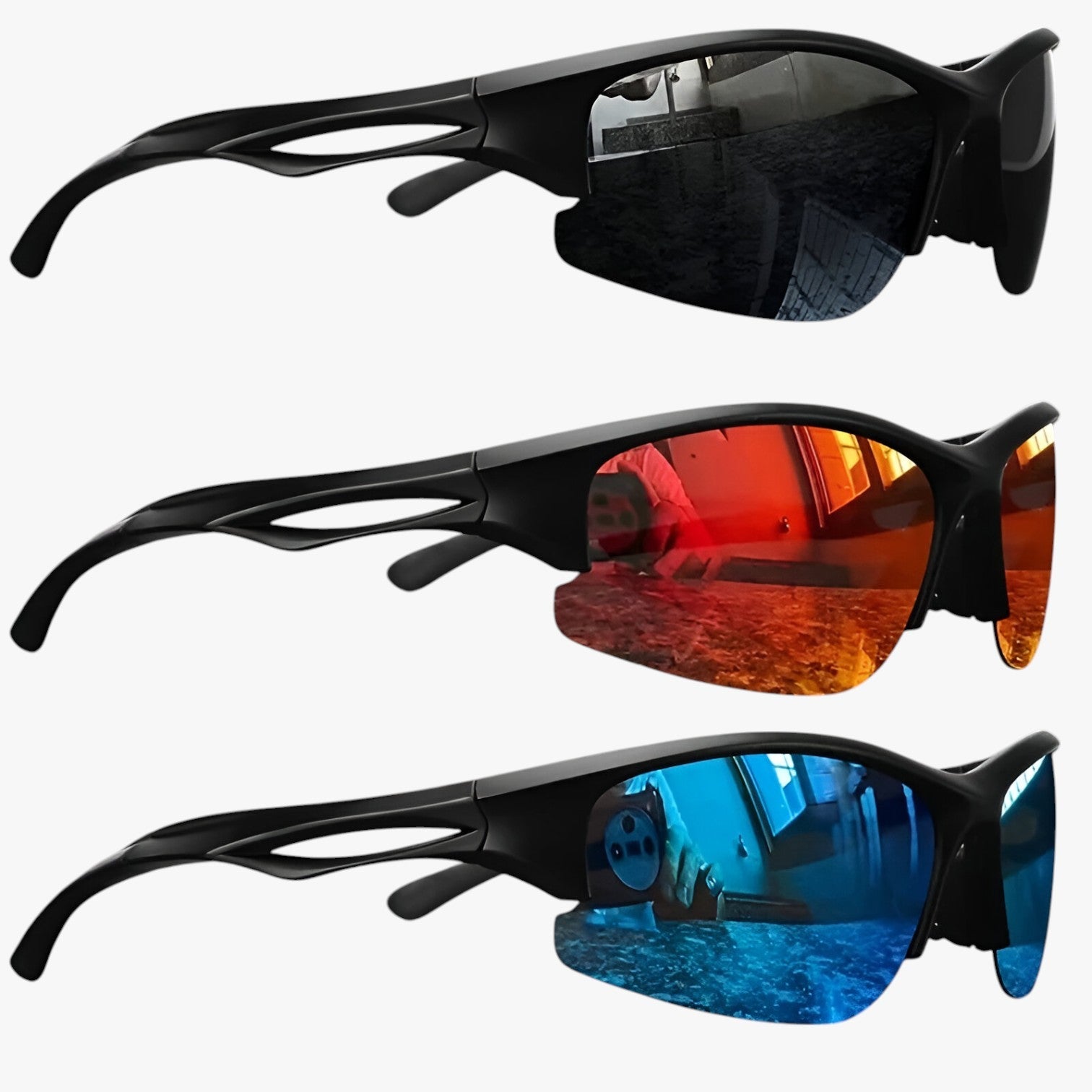 Occhiali da sole sportivi con montatura metà bordo - Polarizzati e visione colorata Uomo - - bordo colorata mens sunglasses metà montatura occhiali occhiali sole Polarized man sunglasses polarizzati sole Sunglasses - Concept Palermo