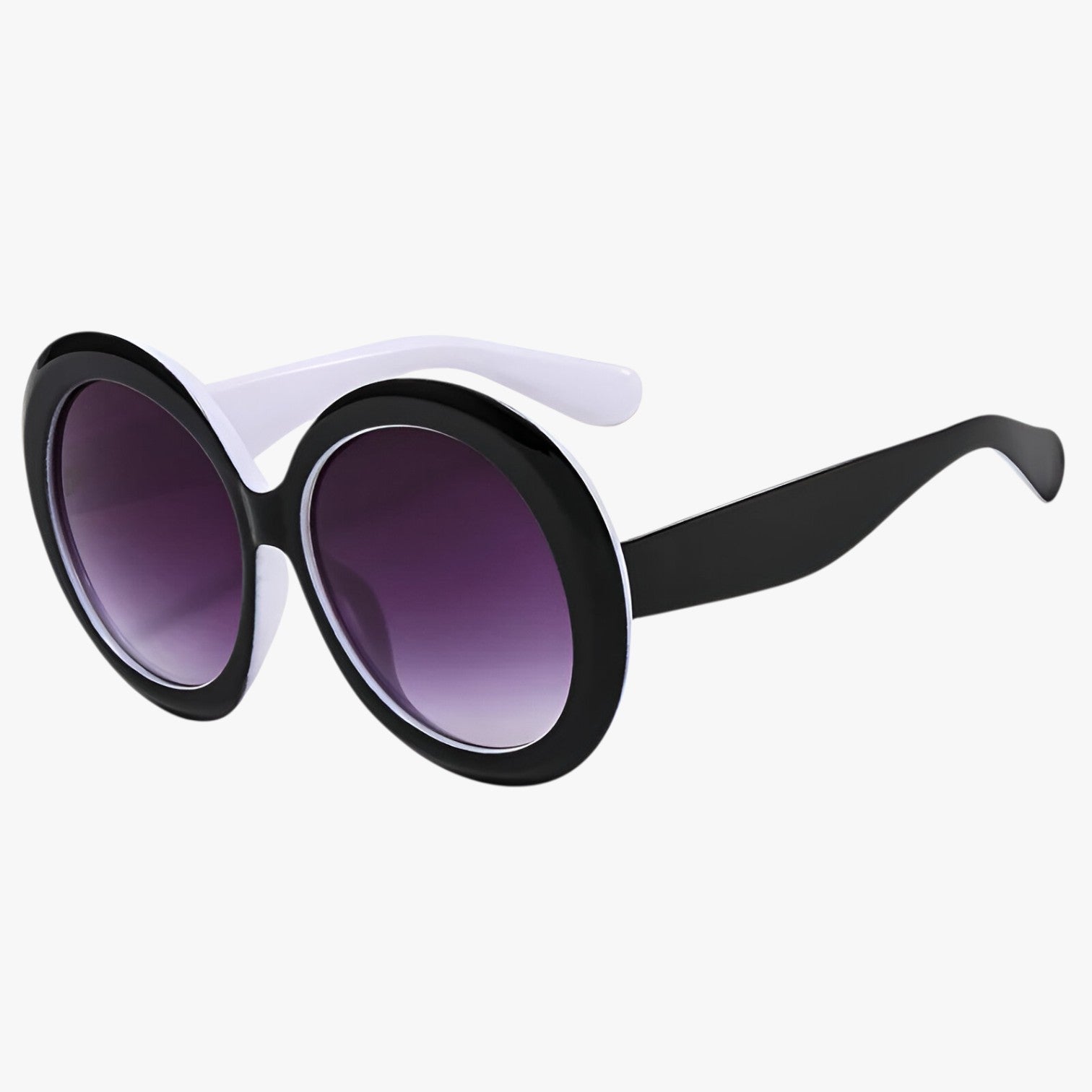 Occhiali da Sole Rotondi Oversize Lusso Donna - Protezione UV400 - C5 Nero Bianco Grigio Come nella foto - Fashion Sunglasses occhiali occhiali sole oversize rotondi Round Sun Glasses sole sun glasses sunglasses - Concept Palermo