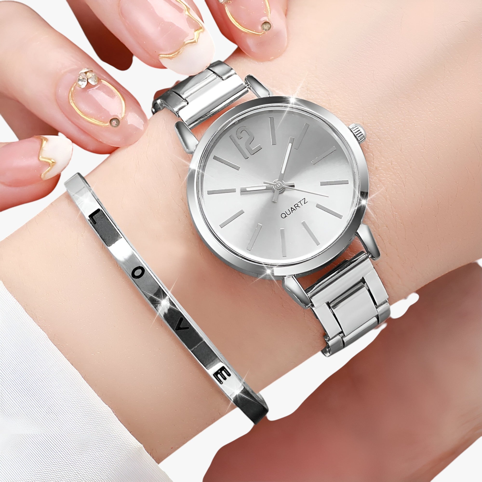 Set Orologio e Braccialetto – Eleganza e Stile Donna - Argento - braccialetto donna eleganza ladies watch orologio orologio braccialetto stile watch for women watches wistwatches womens watch - Concept Palermo