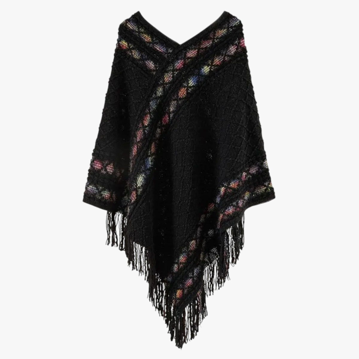 Poncho a righe con nappe - Calore e stile ovunque Cotone - - calore cotone Cotton nappe overig ovunque poncho poncho righe righe Solid stile Unisex - Concept Palermo