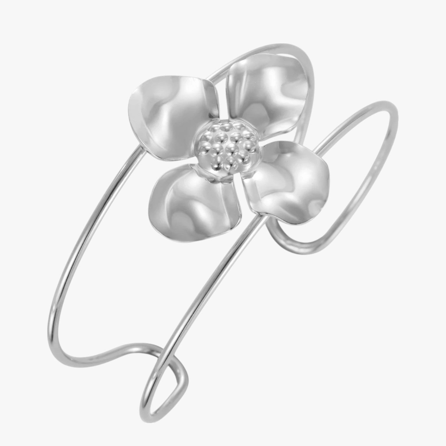 Bracciale rigido Flora Gold in acciaio inossidabile con fiore, impermeabile ed Donna - argento Adjustable - acciaio bracciale bracciale rigido BRACELET BRACELET FOR WOMEN BRACELETS bracelets for women donna fiore flora impermeabile inossidabile - Concept Palermo