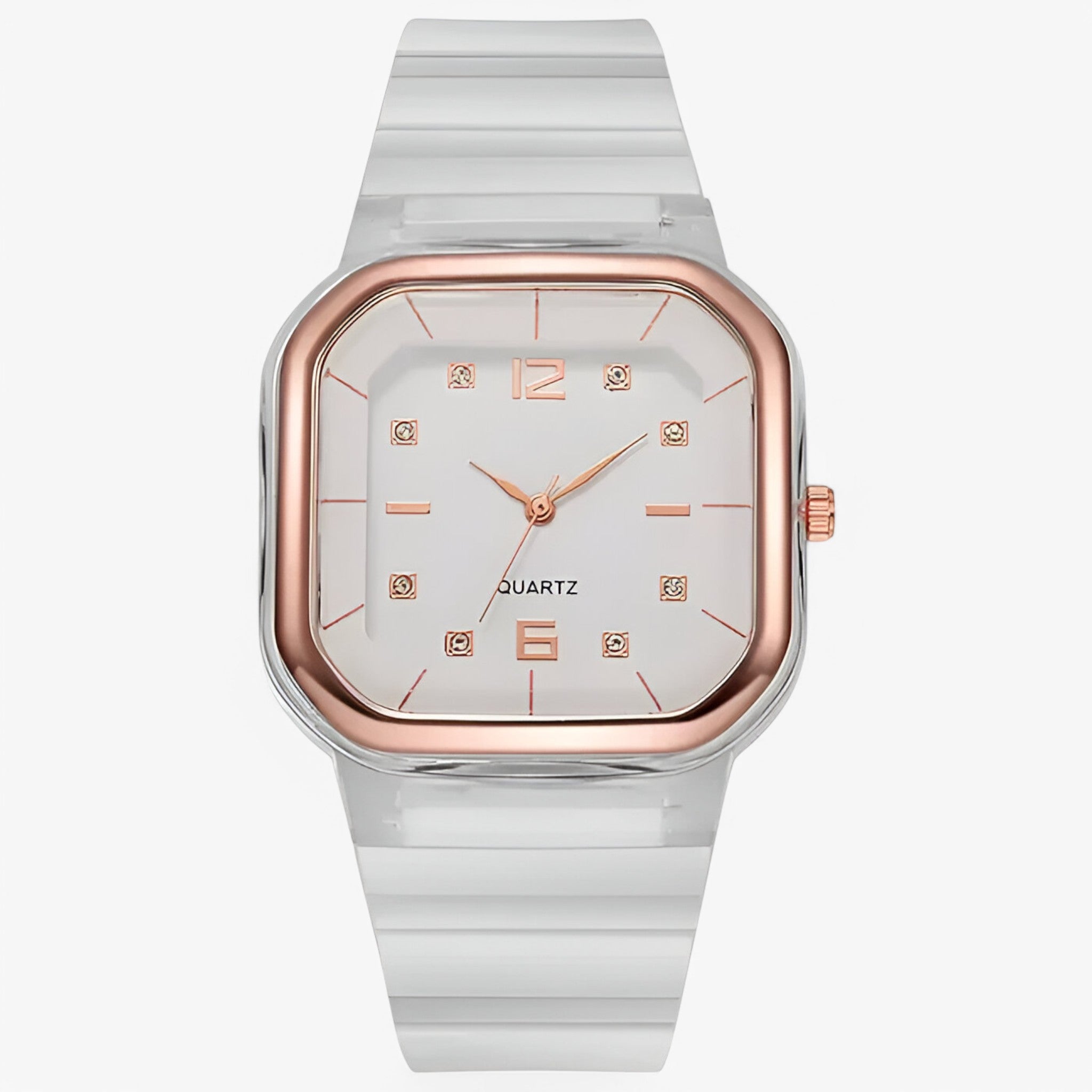 Orologio da donna in silicone con quadrante grande e dettagli strass - bianca - dettagli donna female watch orologio orologio donna quadrante silicone strass watch for women watches - Concept Palermo