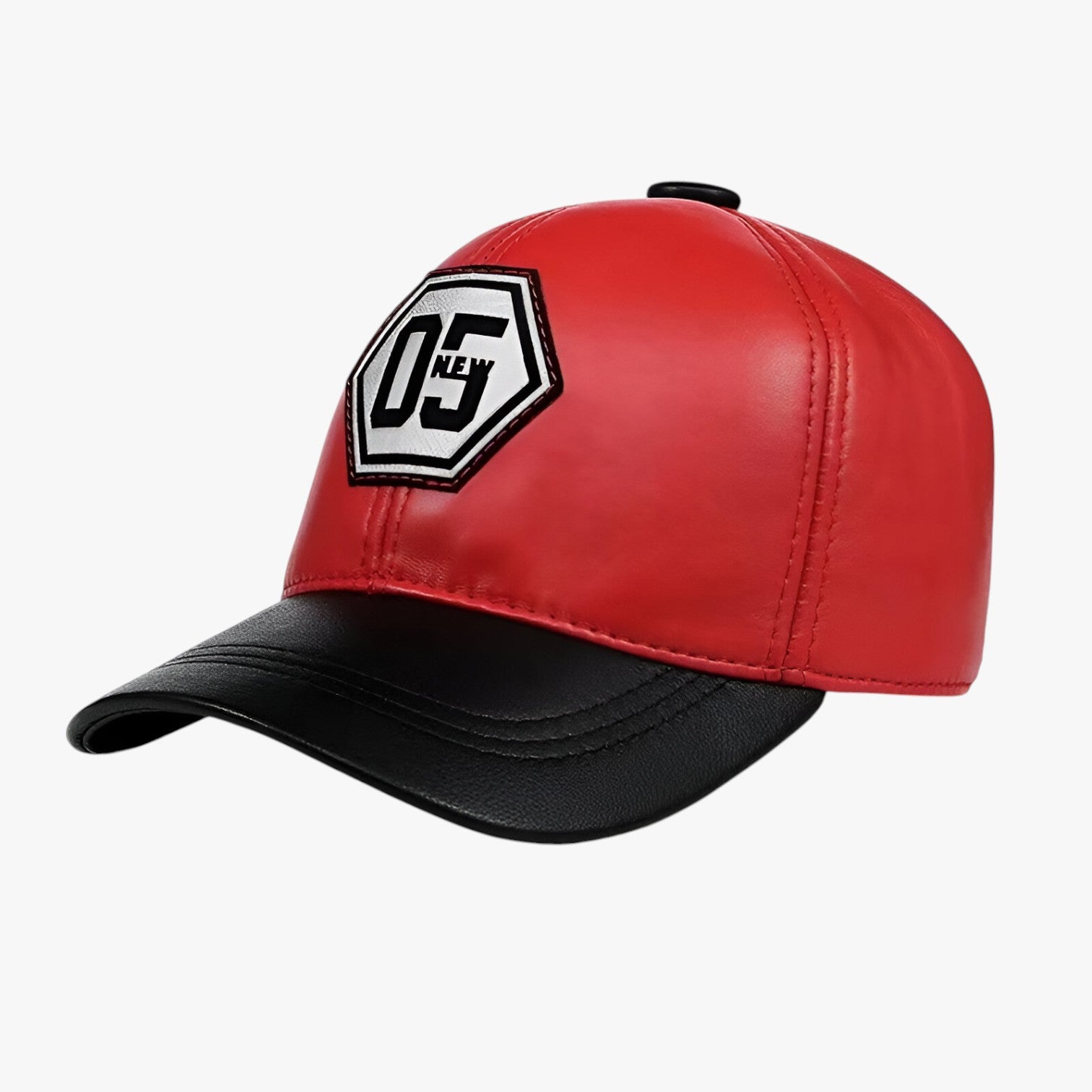 Cappello in pelle rossa – Protezione solare con design ricamato Uomo - Rosso 55-58 cm regolabile - Baseball caps cappello cappello pelle caps design men's hat mens accessory pelle protezione ricamato rossa - Concept Palermo