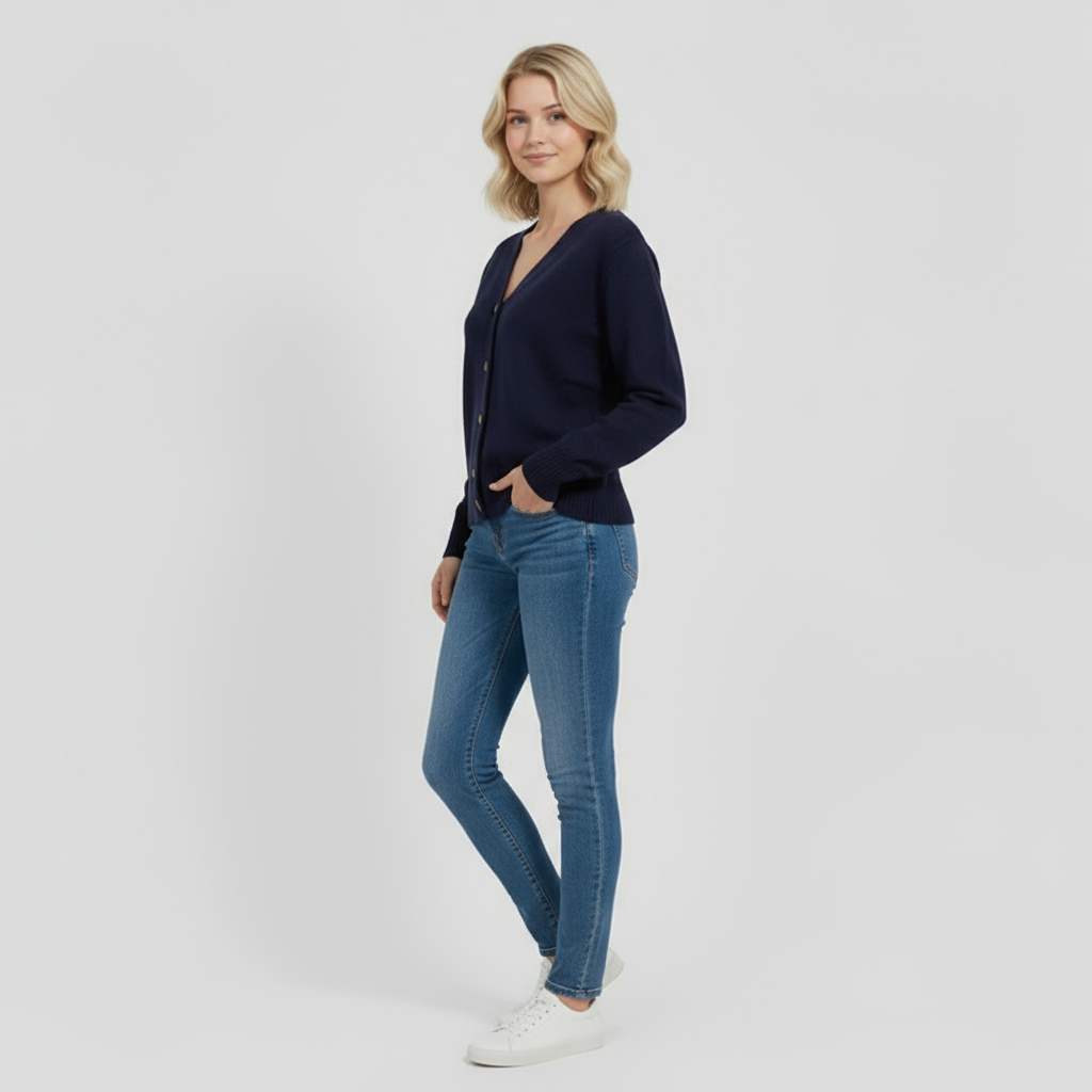 Pullover Donna in Lana Pura con Bottoni - - abbigliamento donna bottoni casual comfort donna H-line inverno lana maglioni da donna maniche lunghe pullover pullover donna pura stile - Concept Palermo