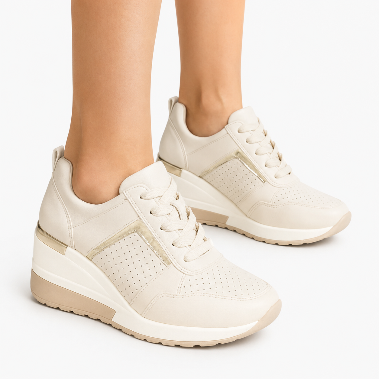 Sneakers Donna Nere con Zeppa 8cm, Dettagli Metallici, Comode ed Eleganti - - comoda dettagli donna Fashion female-ai metallici Schuhe shoes sneakers sneakers donna suola women - Concept Palermo