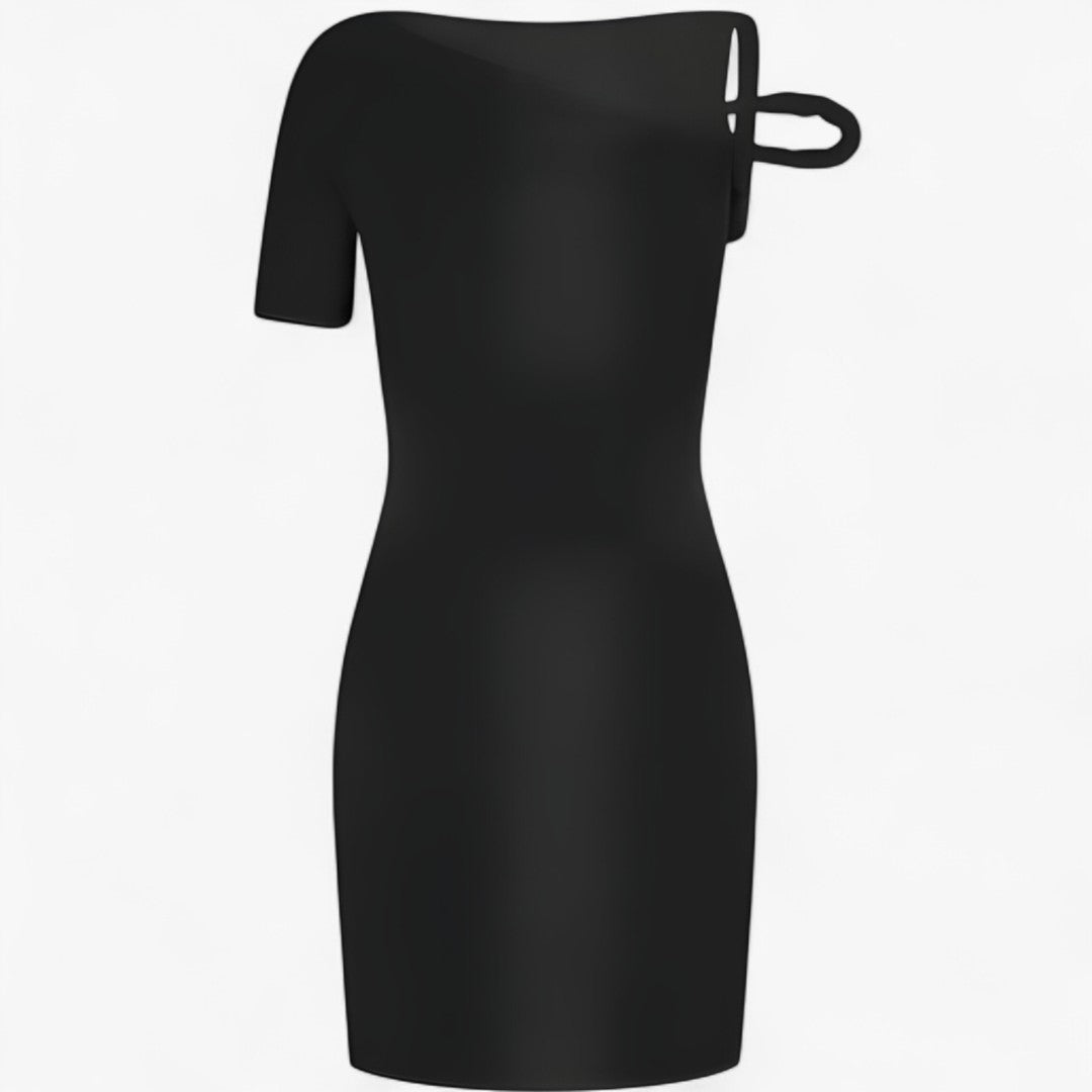 Mini abito asimmetrico intrecciato: audace, e chic senza sforzo Donna - Nero S - abito abito asimmetrico asimmetrico audace chic donna DRESS dresses female dress intrecciato - Concept Palermo