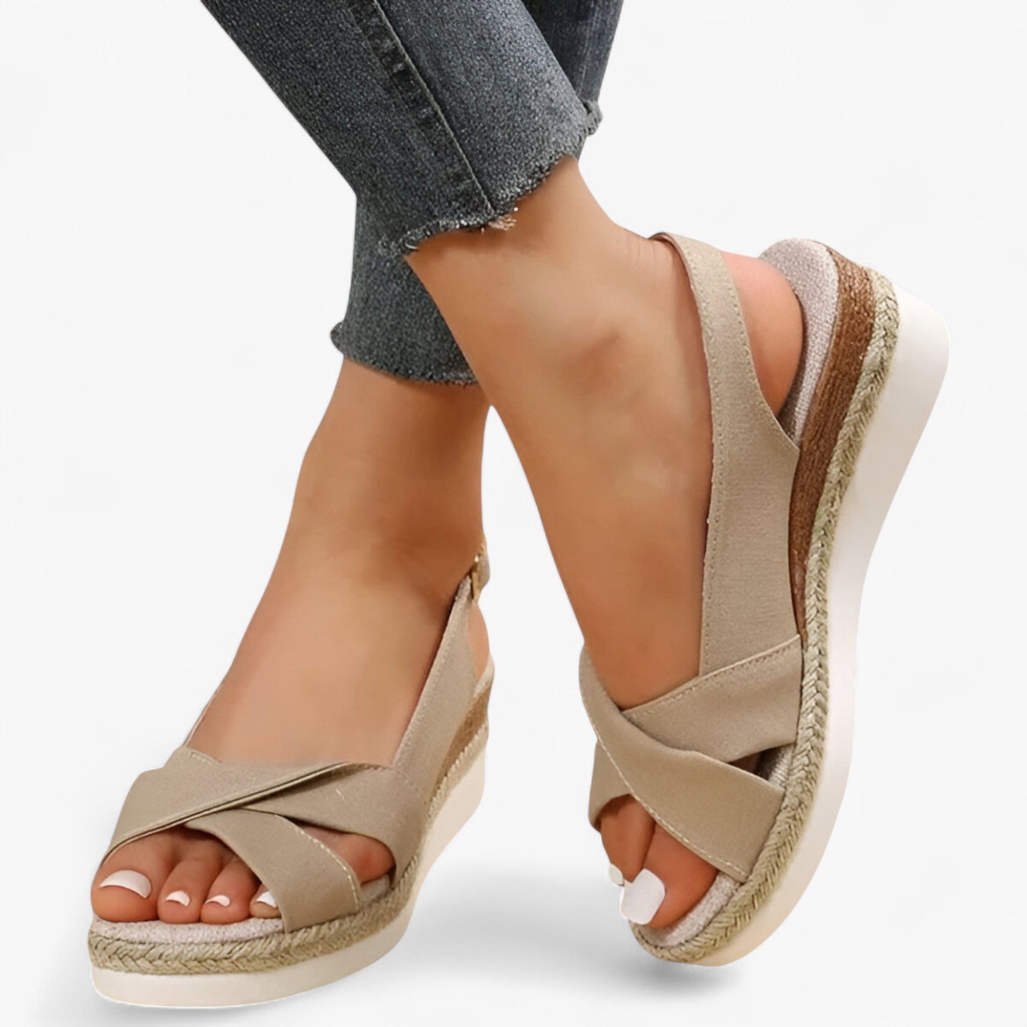 Sandali con zeppa e suola in espadrille - Confortevole ed Uomo