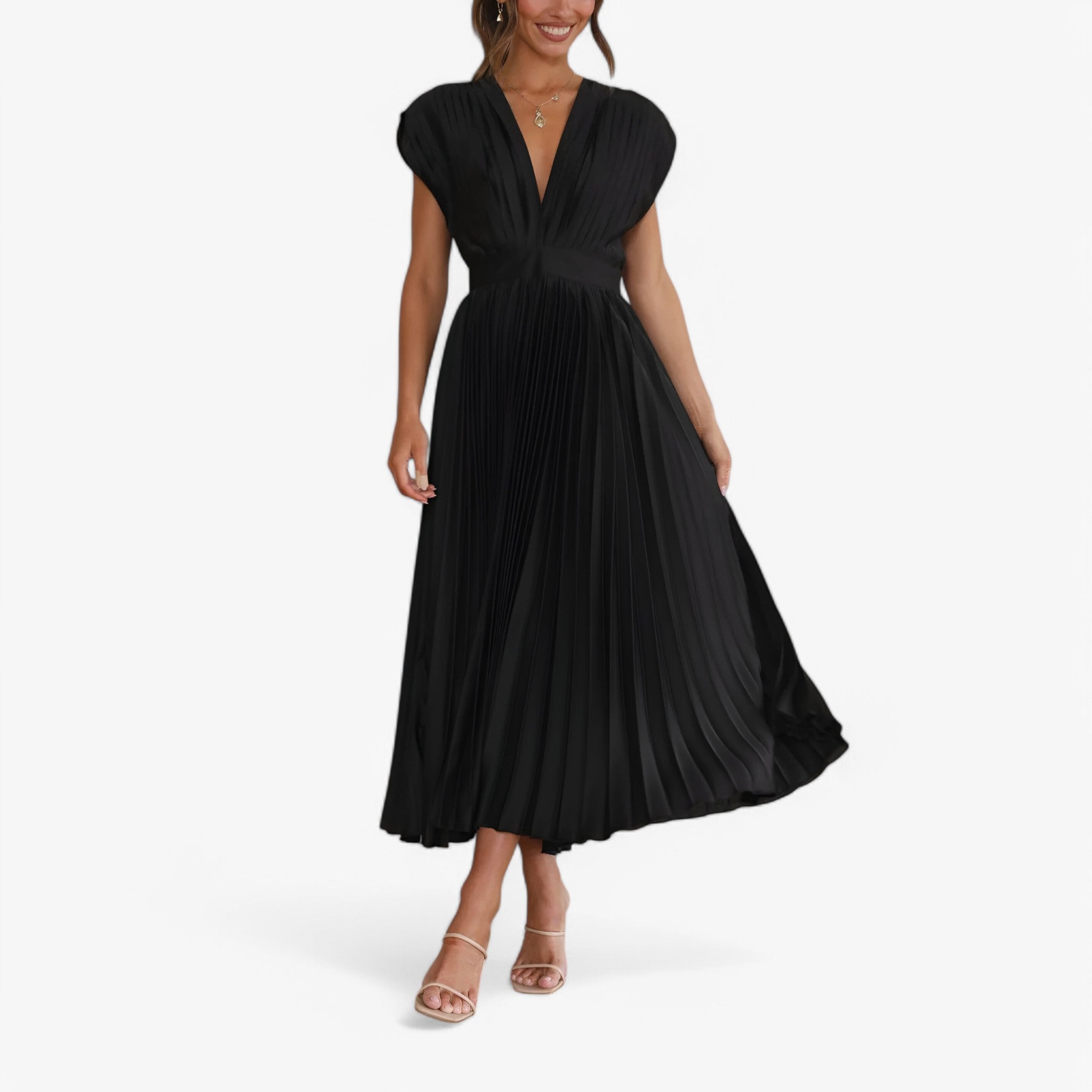 Maxi abito a pieghe confortevole Donna - Nero - abito abito pieghe confortevole donna dresses pieghe - Concept Palermo