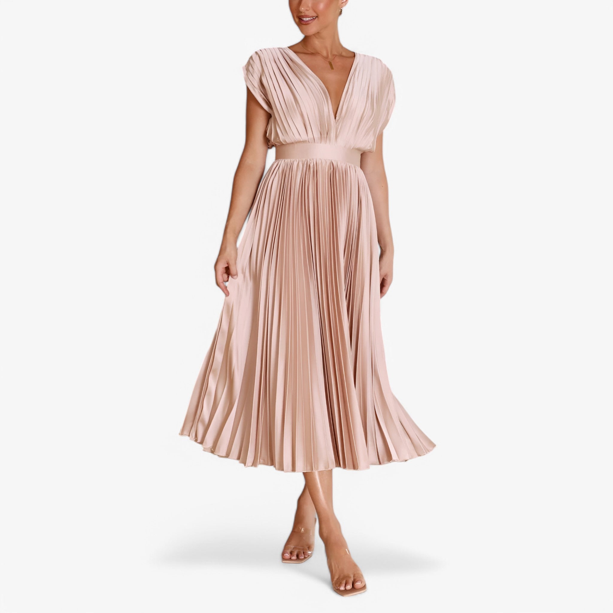 Maxi abito a pieghe confortevole Donna - Champagne - abito abito pieghe confortevole donna dresses pieghe - Concept Palermo