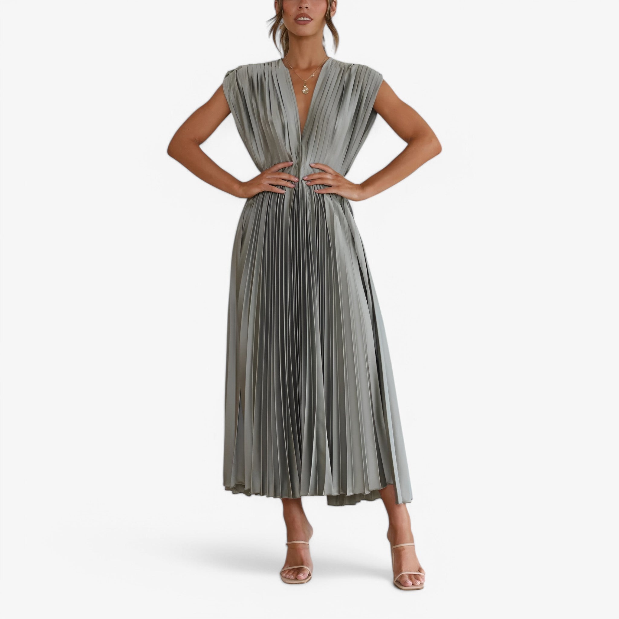Maxi abito a pieghe confortevole Donna - Grigio - abito abito pieghe confortevole donna dresses pieghe - Concept Palermo