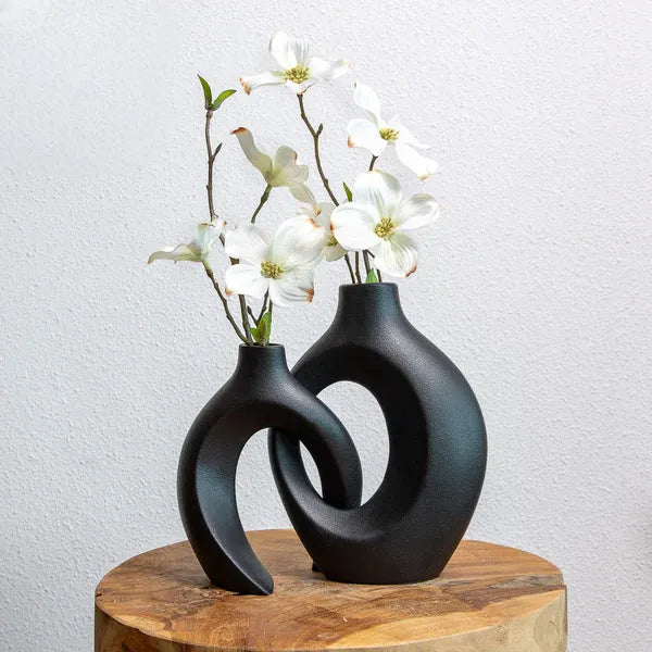 Vaso Intrecciato Moderno per Fiori, Decorazione Casa, Design Unico - Nero opaco - fiori home & garden intrecciati keramiek vaas vaas set vaso vaso fiori vazen verweven vaas - Concept Palermo