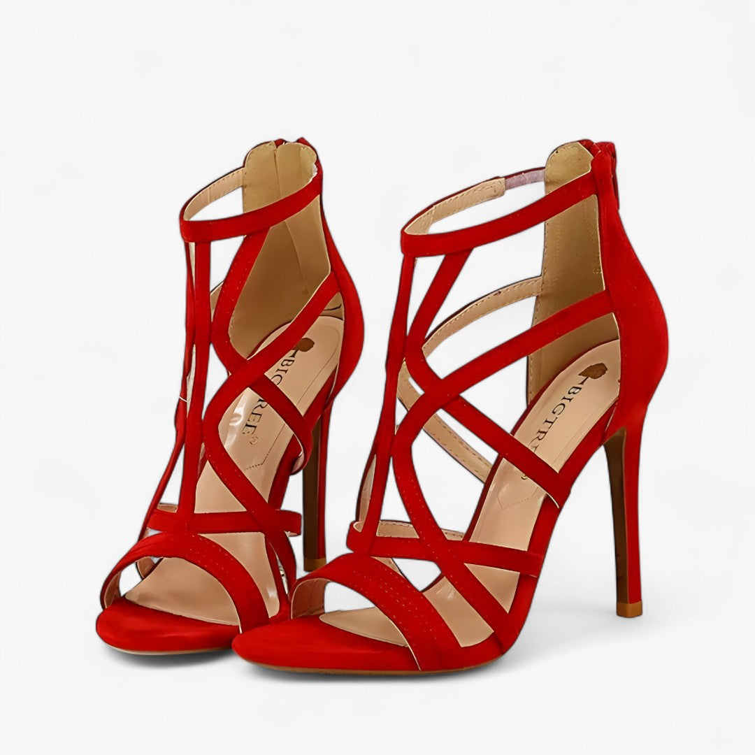 Sandali da donna con tacco alto e ritagli, eleganti e seducenti per serate speciali - Rossa - aria | sandali con tacco alto e ritagli – femminili e seducenti - € Dames donna femminili ritagli sandali sandali tacco Schoenen seducenti tacco - Concept Palermo
