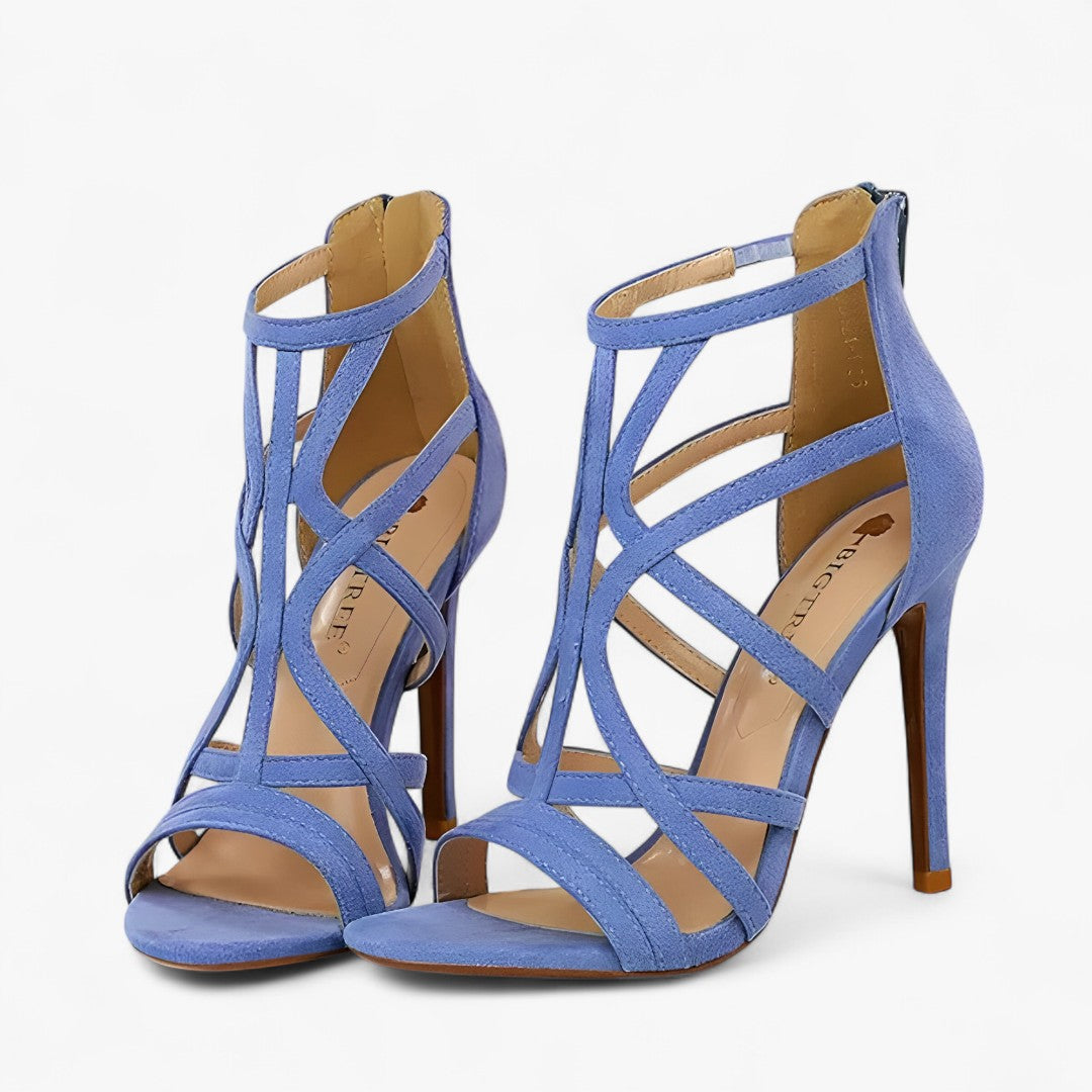 Sandali da donna con tacco alto e ritagli, eleganti e seducenti per serate speciali - Blu - aria | sandali con tacco alto e ritagli – femminili e seducenti - € Dames donna femminili ritagli sandali sandali tacco Schoenen seducenti tacco - Concept Palermo