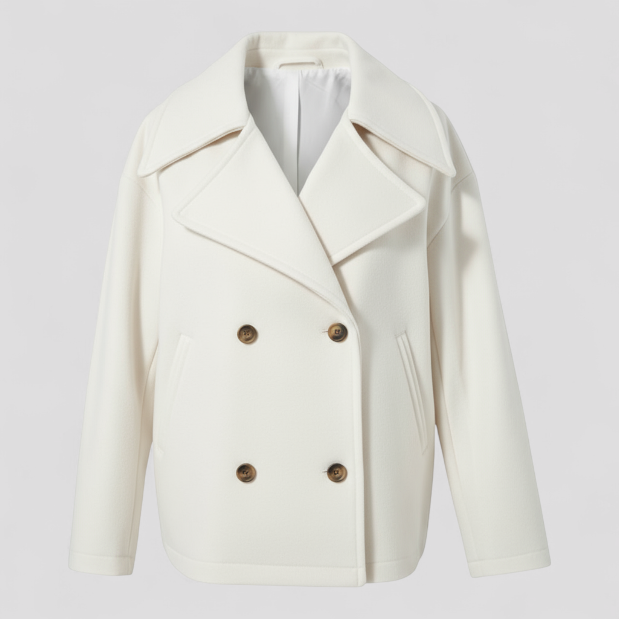 Giacca Corta di Lana Donna Elegante Calda Invernale - Vari Colori e Taglie - Avorio - calore corta donna giacca giacca lana lana shop now trendy fashion women's coats & jackets - Concept Palermo