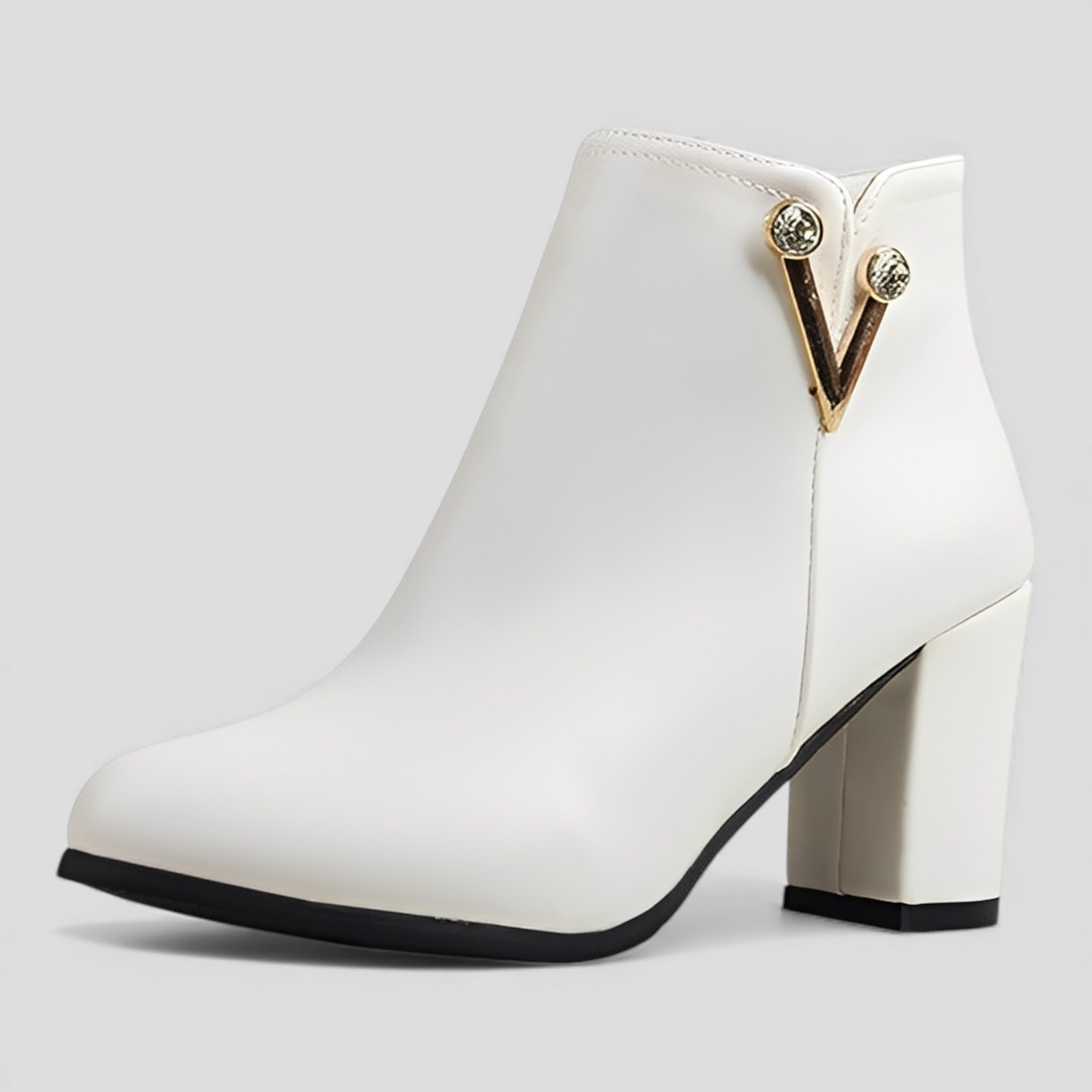 Stivaletti alla caviglia con dettagli in cristallo e zip laterale Pelle - Bianca - alla BOOTS Boots & Shoes caviglia cristallo dettagli laterale pelle shoes stivaletti - Concept Palermo