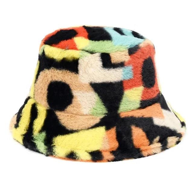 Inverno Cow Leopard cappello a secchiello in pelliccia sintetica Velluto - Figure arcobaleno - accessoires bags cappello inverno inverno leopard leopard pelliccia secchiello sintetica tassen - Concept Palermo