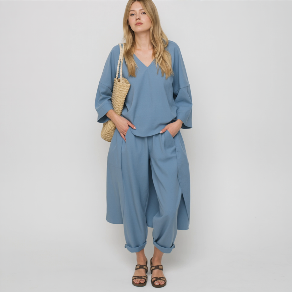 Completo Elegante Donna Morbido Due Pezzi con Pantaloni e Blusa Comoda - - abbigliamento chic abbigliamento leggero completo completo donna completo elegante completo estivo donna fashion femminile moda curvy outfit sets outfit versatili pezzi set a due pezzi stile casual stile formale - Concept Palermo