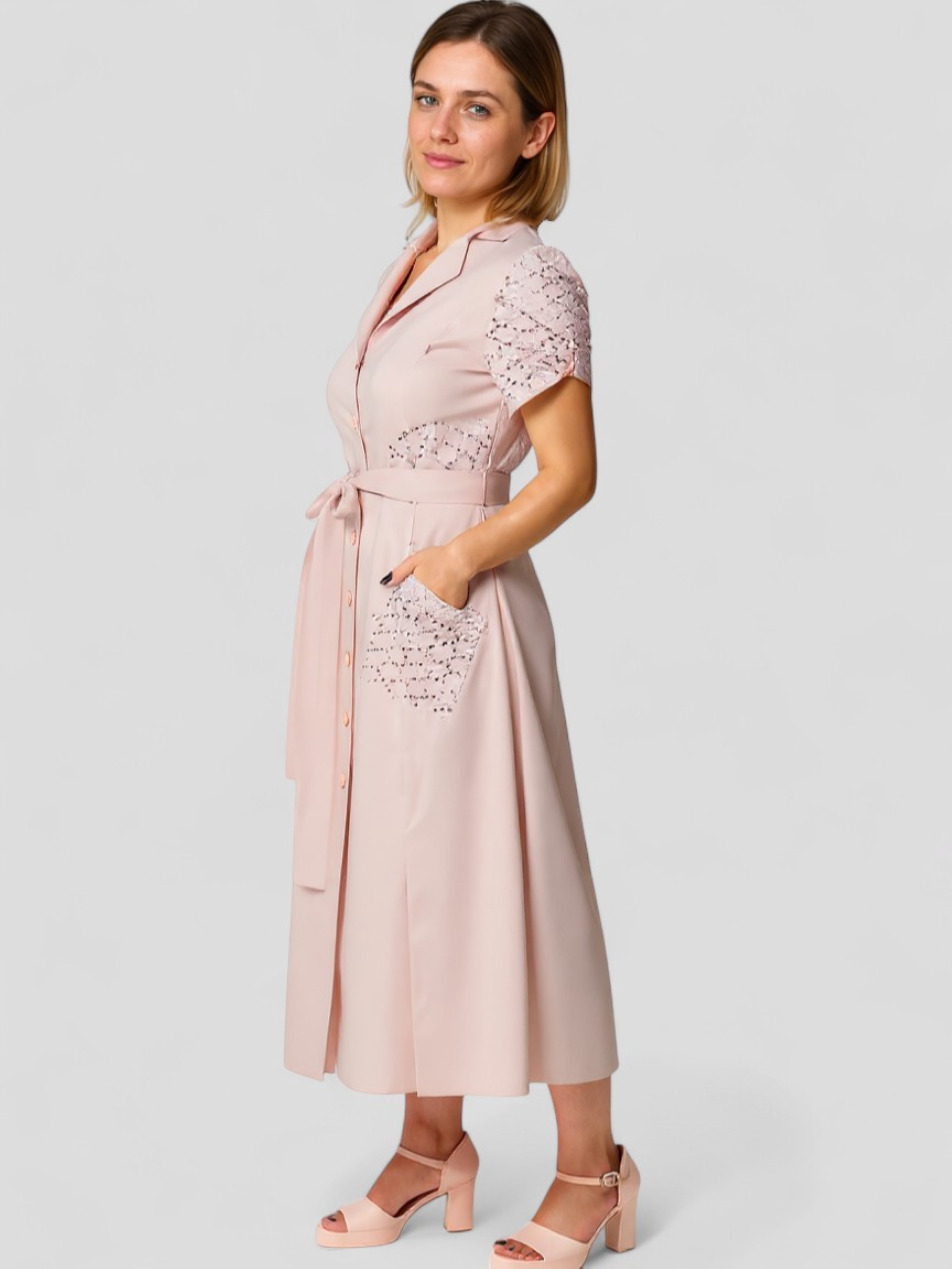 Vestito Donna Casual con Decolteo a V - - abbigliamento donna abito estivo casual colore rosa e blu decolteo decolteo a V donna dresses moda versatile stile elegante taglie disponibili tessuto leggero vestito vestito casual vestito donna vita regolabile - Concept Palermo