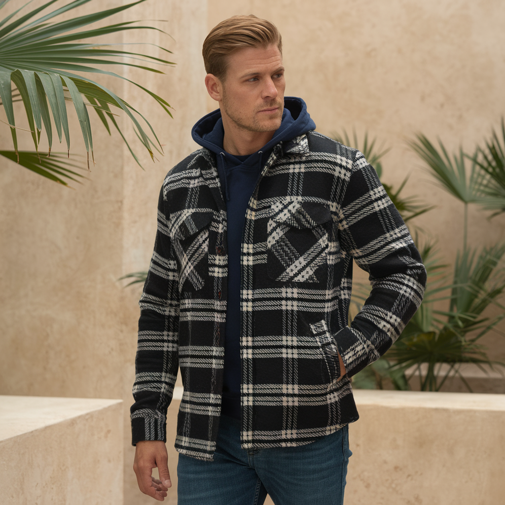 Flanella a Righe con Cappuccio Uomo - - cappuccio flanella flanella righe men's coats & jackets righe uomo - Concept Palermo