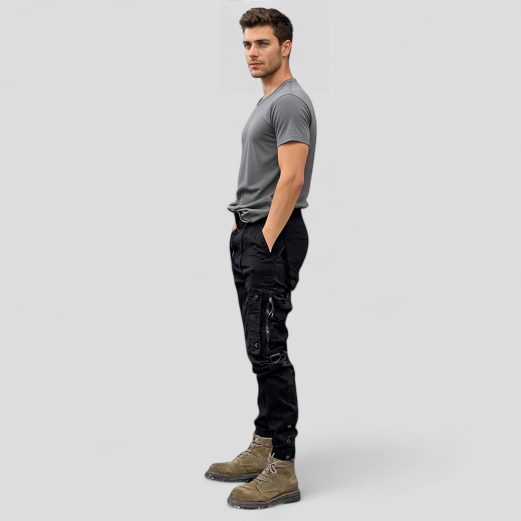Pantaloni Cargo Uomo Casual con Tasche Laterali, Vestibilità Comoda, Cotone - - abbigliamento attivo cargo laterali pantaloni pantaloni al lavoro pantaloni cargo pantaloni comodità pantaloni eleganti pantaloni funzionali pantaloni outdoor pantaloni resistenti pantaloni versatili pants stile urbano tasche uomo - Concept Palermo