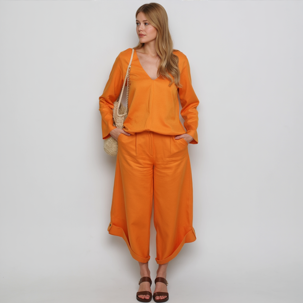 Completo Elegante Donna Morbido Due Pezzi con Pantaloni e Blusa Comoda - - abbigliamento chic abbigliamento leggero completo completo donna completo elegante completo estivo donna fashion femminile moda curvy outfit sets outfit versatili pezzi set a due pezzi stile casual stile formale - Concept Palermo