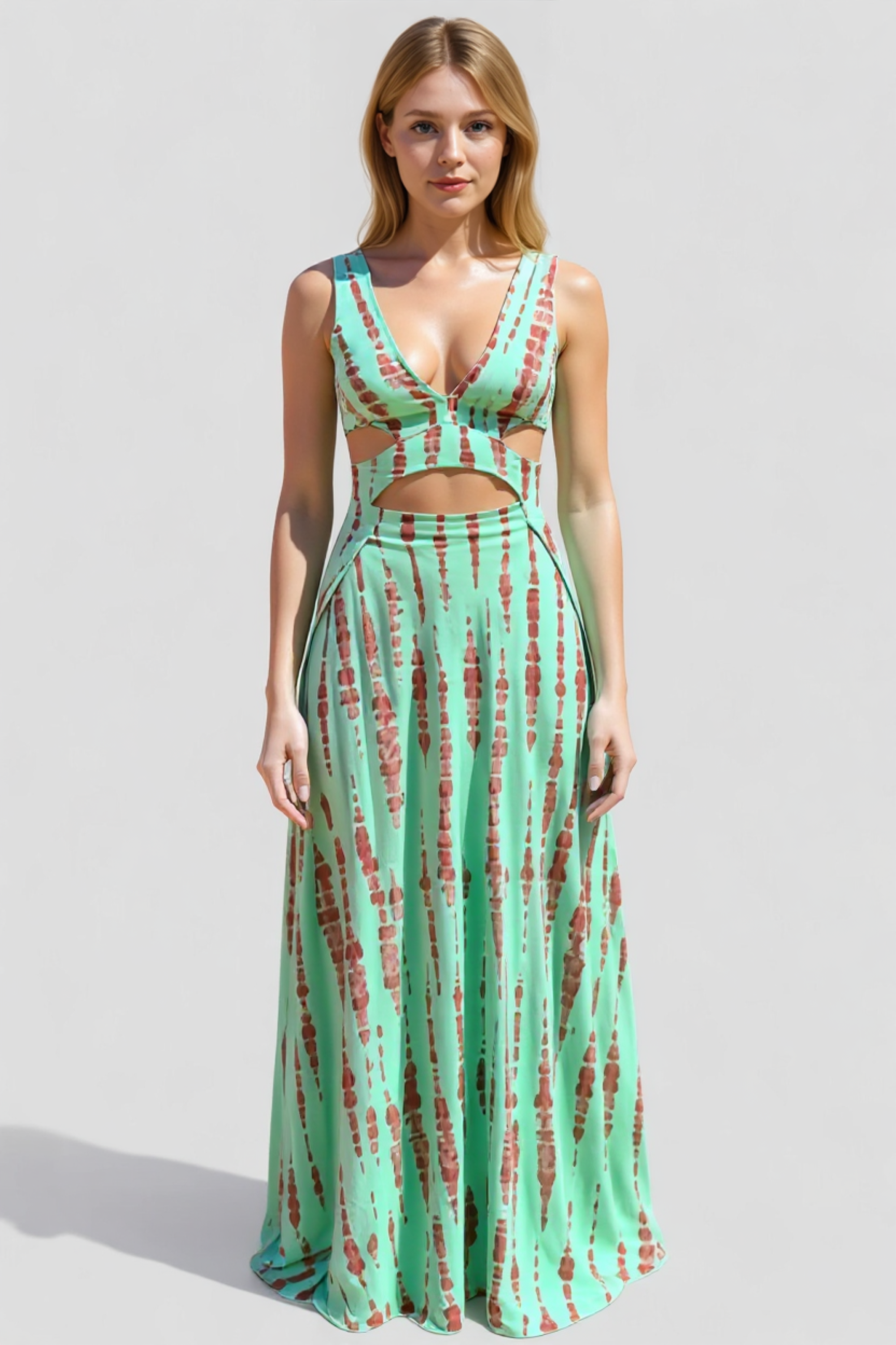 Abito Maxi Cut-Out in Cotone per Donna - - abbigliamento femminile abito abito elegante abito estivo cotone design cut-out donna dresses moda estate scollatura profonda vestito in cotone vestito maxi - Concept Palermo
