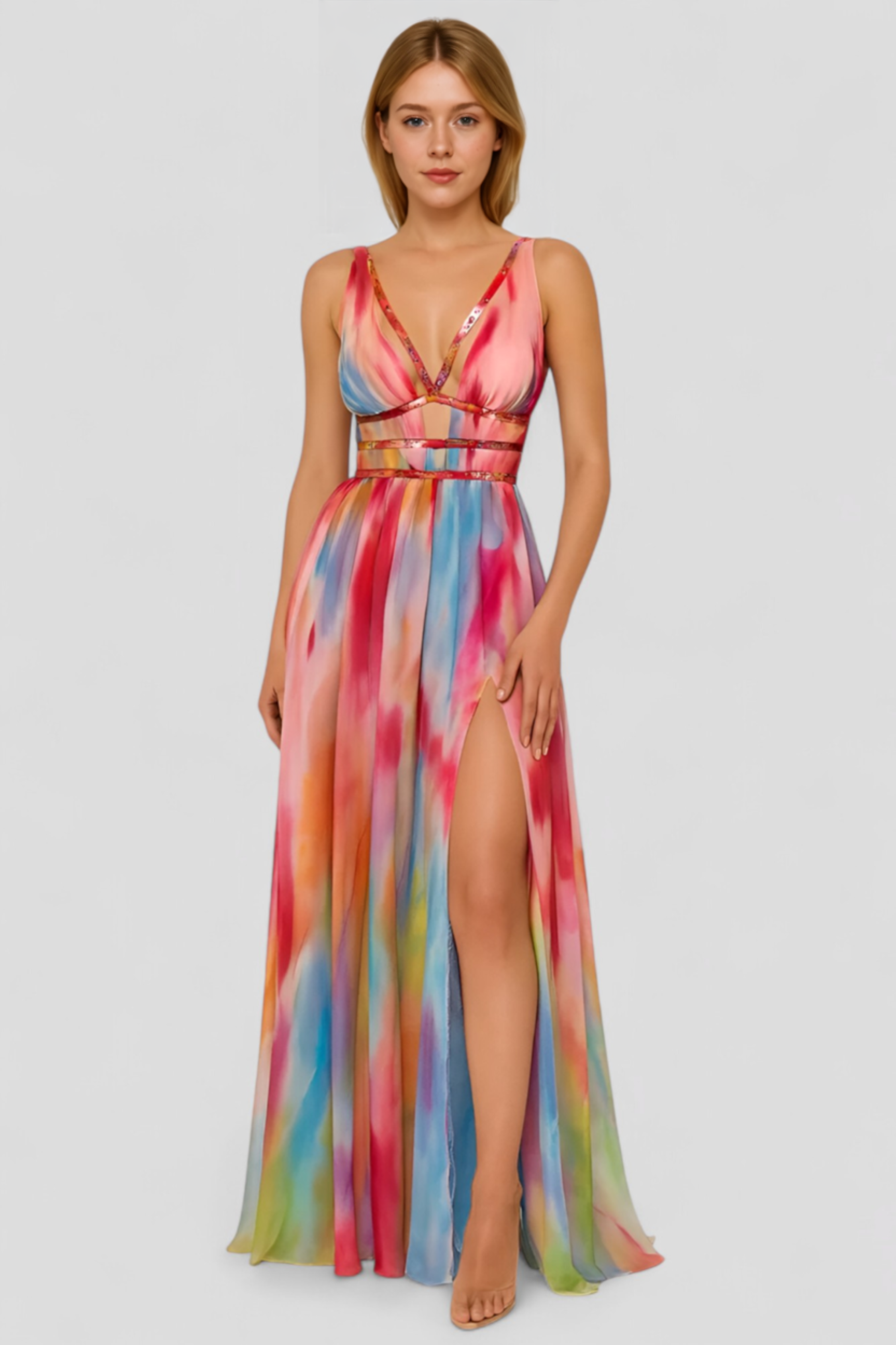 Abito Donna Maxi - - abito abito donna abito elegante abito maxi chiffon leggero design unico donna dresses moda femminile occasioni estive senza maniche stacca la figura stile estivo vestibilità slim vestito da spiaggia vestito fluido - Concept Palermo