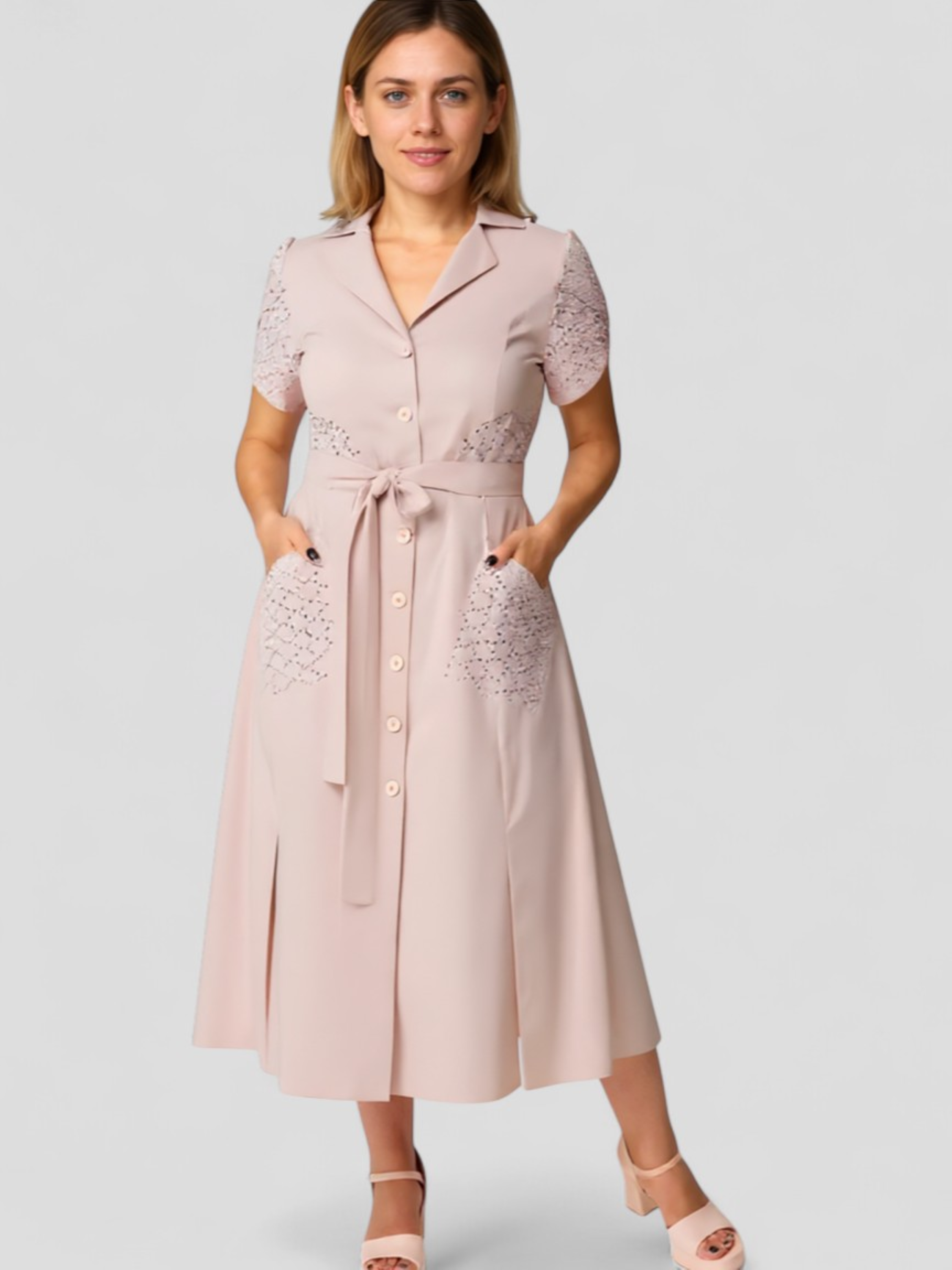 Vestito Donna Casual con Decolteo a V - - abbigliamento donna abito estivo casual colore rosa e blu decolteo decolteo a V donna dresses moda versatile stile elegante taglie disponibili tessuto leggero vestito vestito casual vestito donna vita regolabile - Concept Palermo