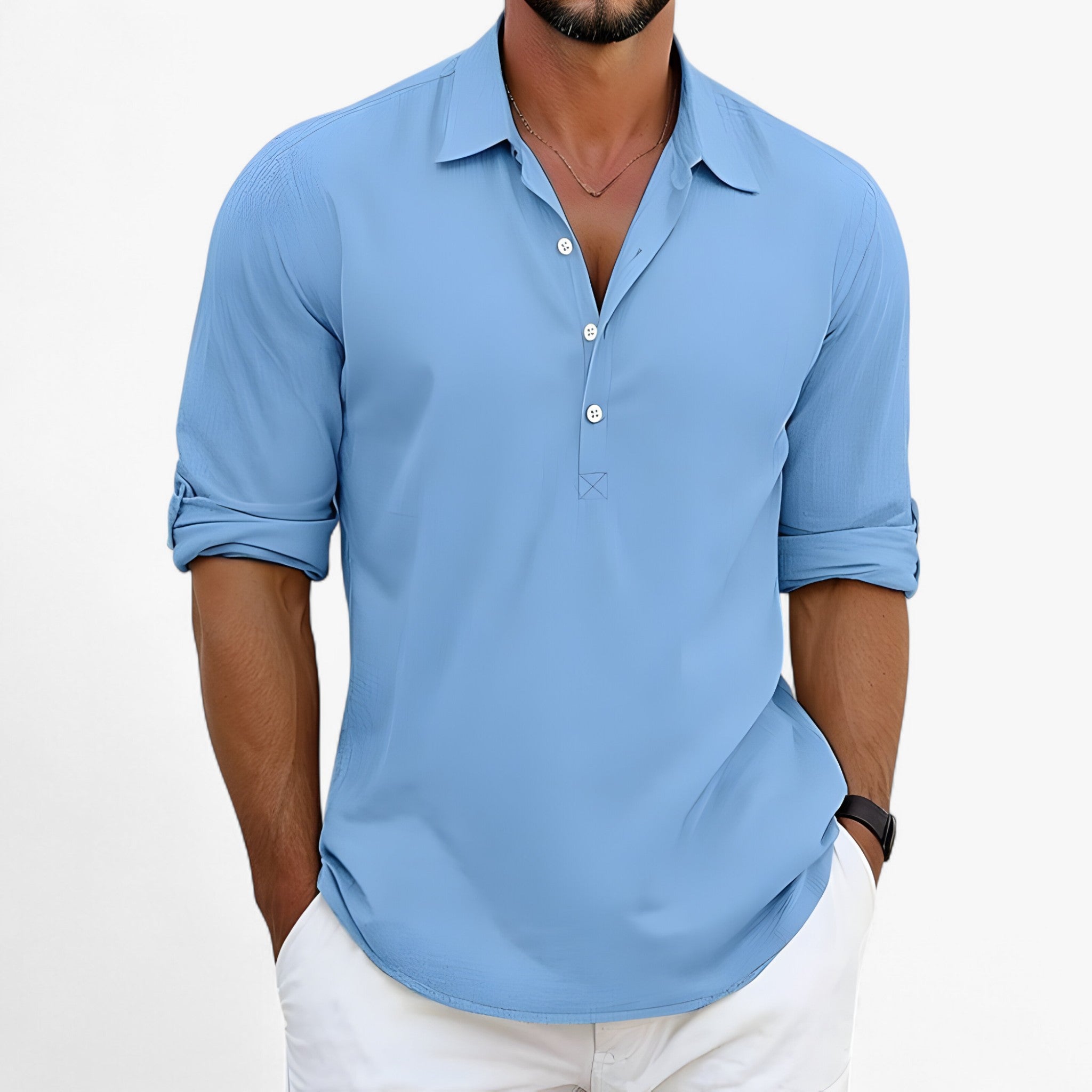 Camicia estiva Pelle Uomo - Blu - camicia camicia estiva estiva men's summer outfit men's top clothes pelle Shirts und Polos Summer uomo - Concept Palermo