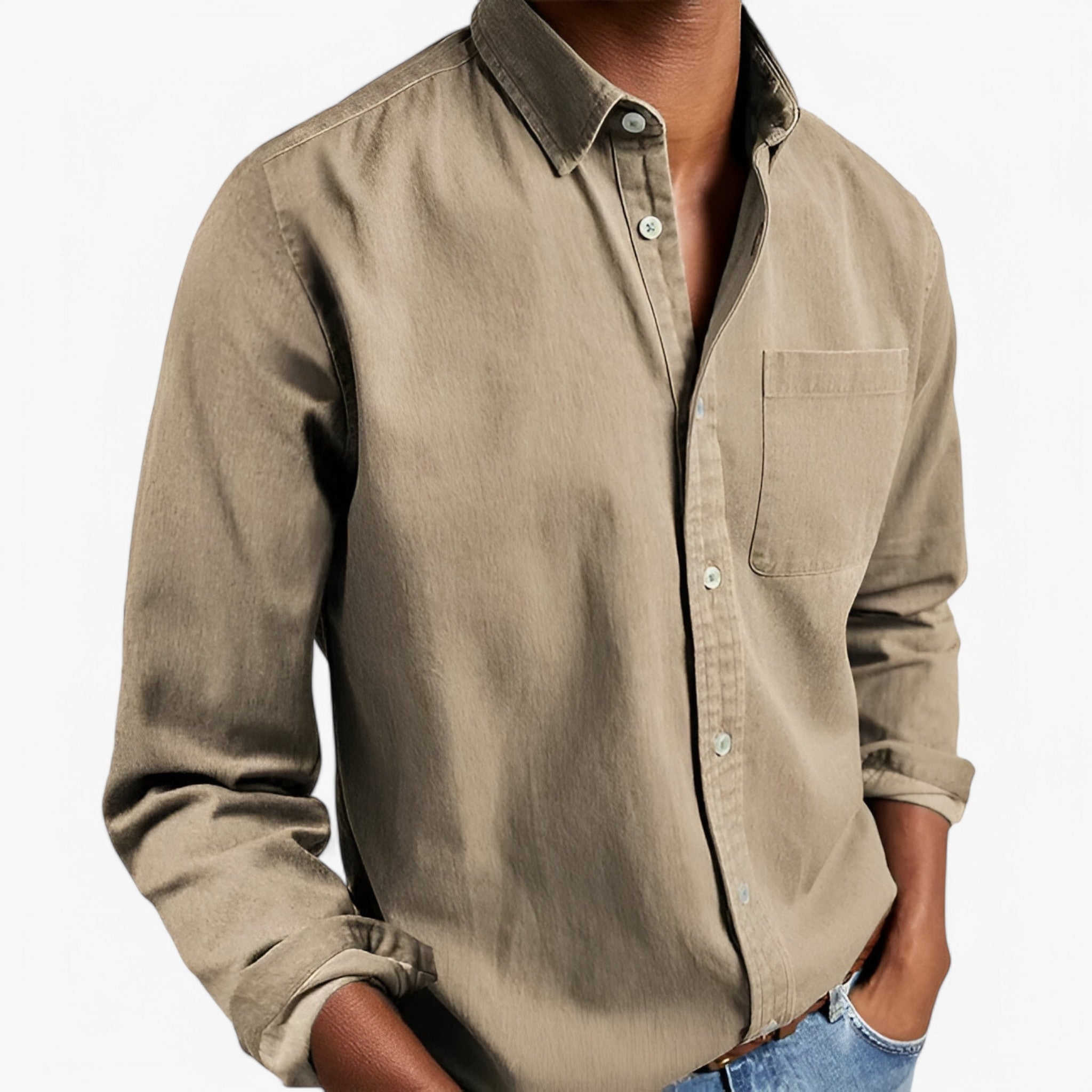 Camicia Cargo Uomo Resistente in Cotone con Tasche Multiple, Maniche Lunghe - Cachi - camicia camicia cargo cargo men's top clothes resistente uomo - Concept Palermo