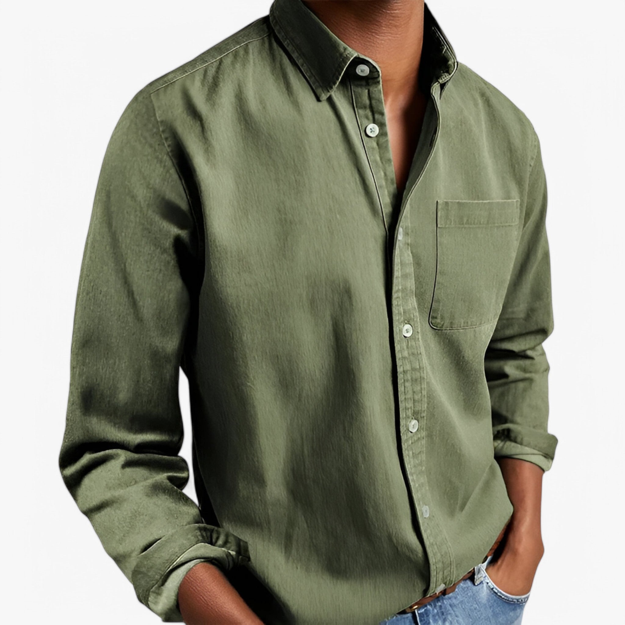 Camicia Cargo Uomo Resistente in Cotone con Tasche Multiple, Maniche Lunghe - Verde - camicia camicia cargo cargo men's top clothes resistente uomo - Concept Palermo