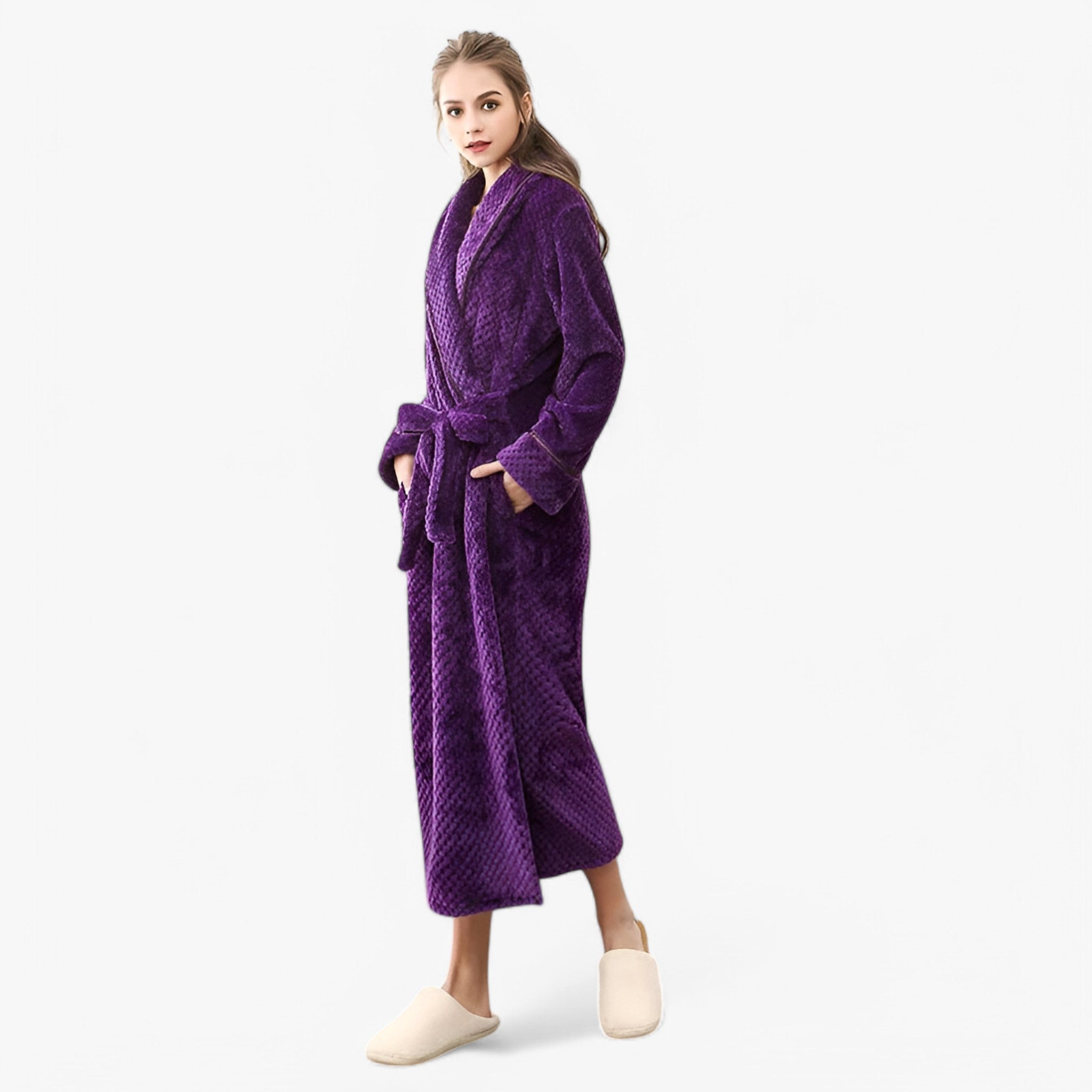 Morbido Accappatoio in Pile Donna - - accappatoio accappatoio pile Autumn Bathrobes donna Fleece Fluffy Long Sleeve Nightgown Pajama pile Pocket Robe Sleepwear sofia | morbido accappatoio in pile - € Solid Color Spring Winter Women - Concept Palermo