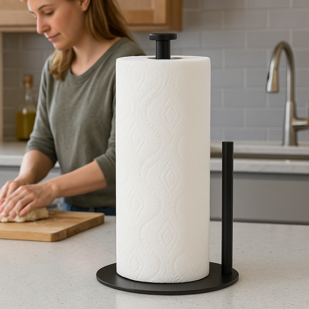 Portarotolo da cucina nero con elemento di strappo - - cucina elemento home & garden keuken paper towel holder portarotolo portarotolo cucina strappo - Concept Palermo