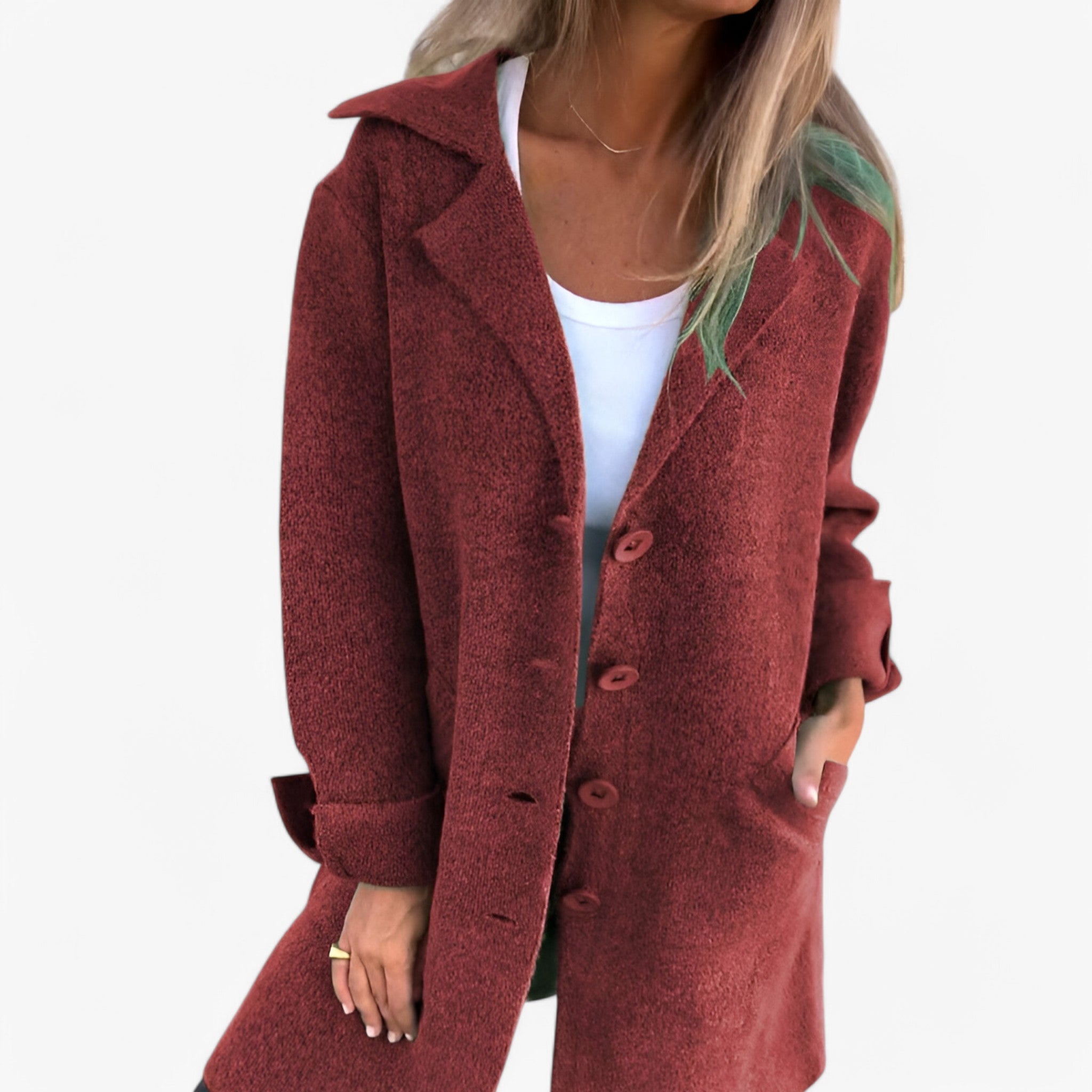 Giacca di Lana da Donna Elegante - Calda e Morbida, Vari Colori e Taglie - Rosso - alla blazer calda Coat giacca giacca lana lana moda WOMEN women's coats & jackets - Concept Palermo