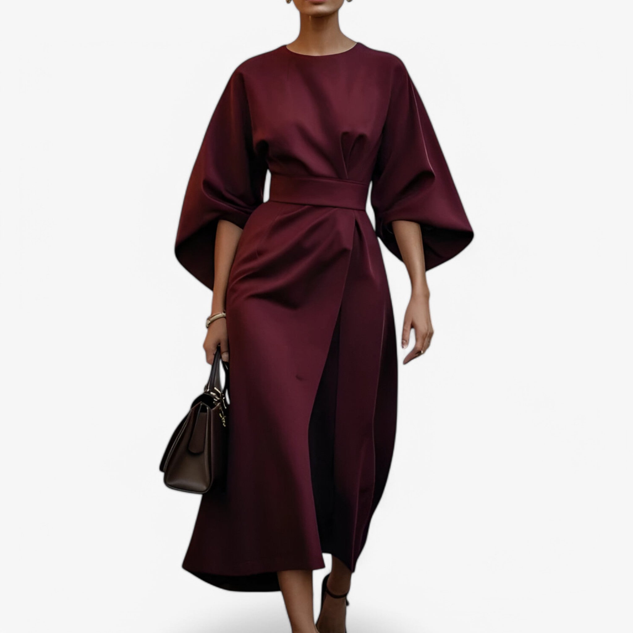 Abito Donna Asimmetrico Oro Elegante Moderno per Cerimonia e Occasioni Speciali - Bordeaux - abito abito asimmetrico asimmetrico donna dresses - Concept Palermo