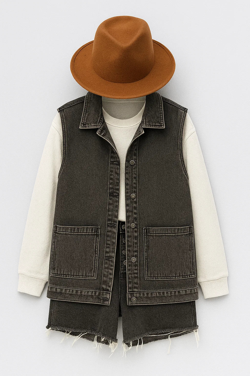 Gilet in denim vintage casual con bottoni - - bottoni casual denim denim vest gilet gilet denim vests vintage women's top clothes - Concept Palermo
