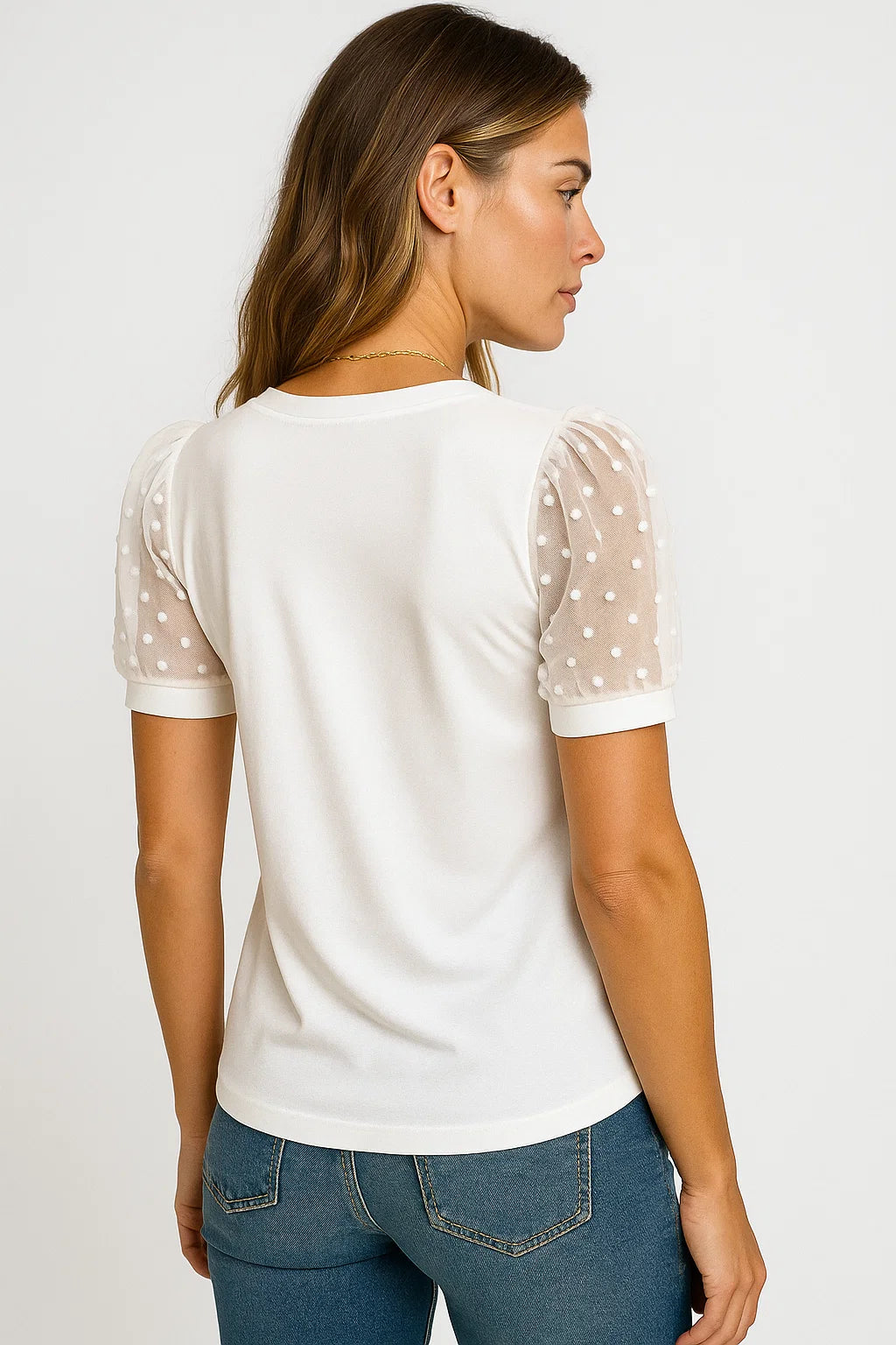 T-shirt a maniche a sbuffo e scollo a V Cotone - - cotone maniche puff sleeves sbuffo scollo shirt T-shirts v-neck tshirt women's top clothes - Concept Palermo