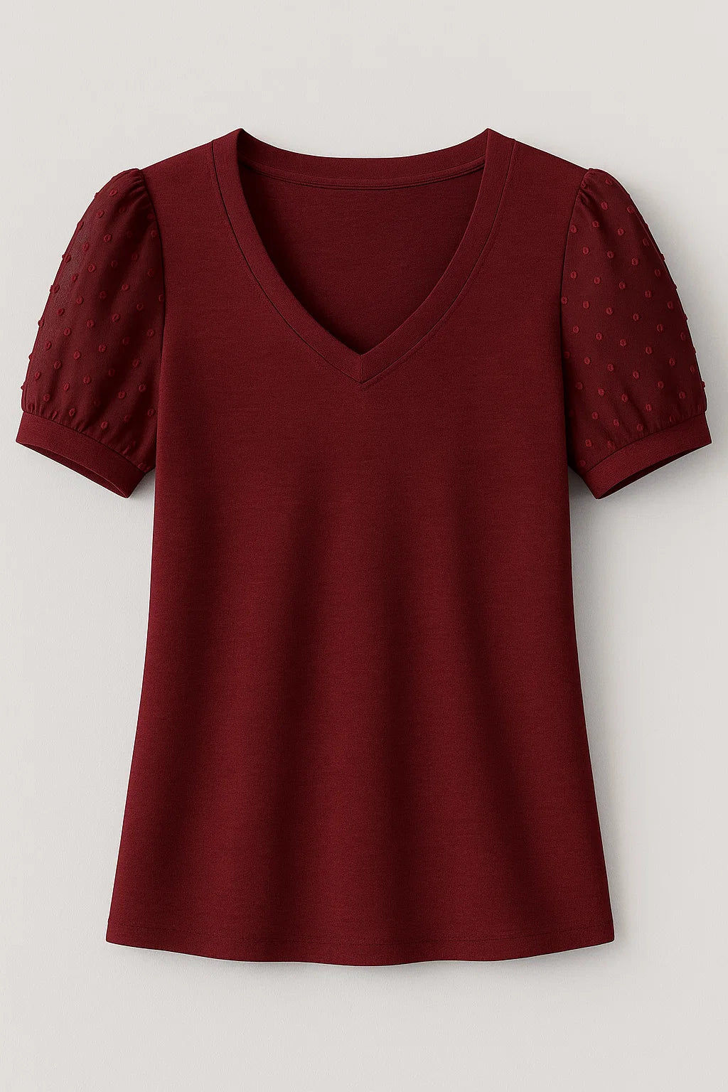 T-shirt a maniche a sbuffo e scollo a V Cotone - Rosso - cotone maniche puff sleeves sbuffo scollo shirt T-shirts v-neck tshirt women's top clothes - Concept Palermo